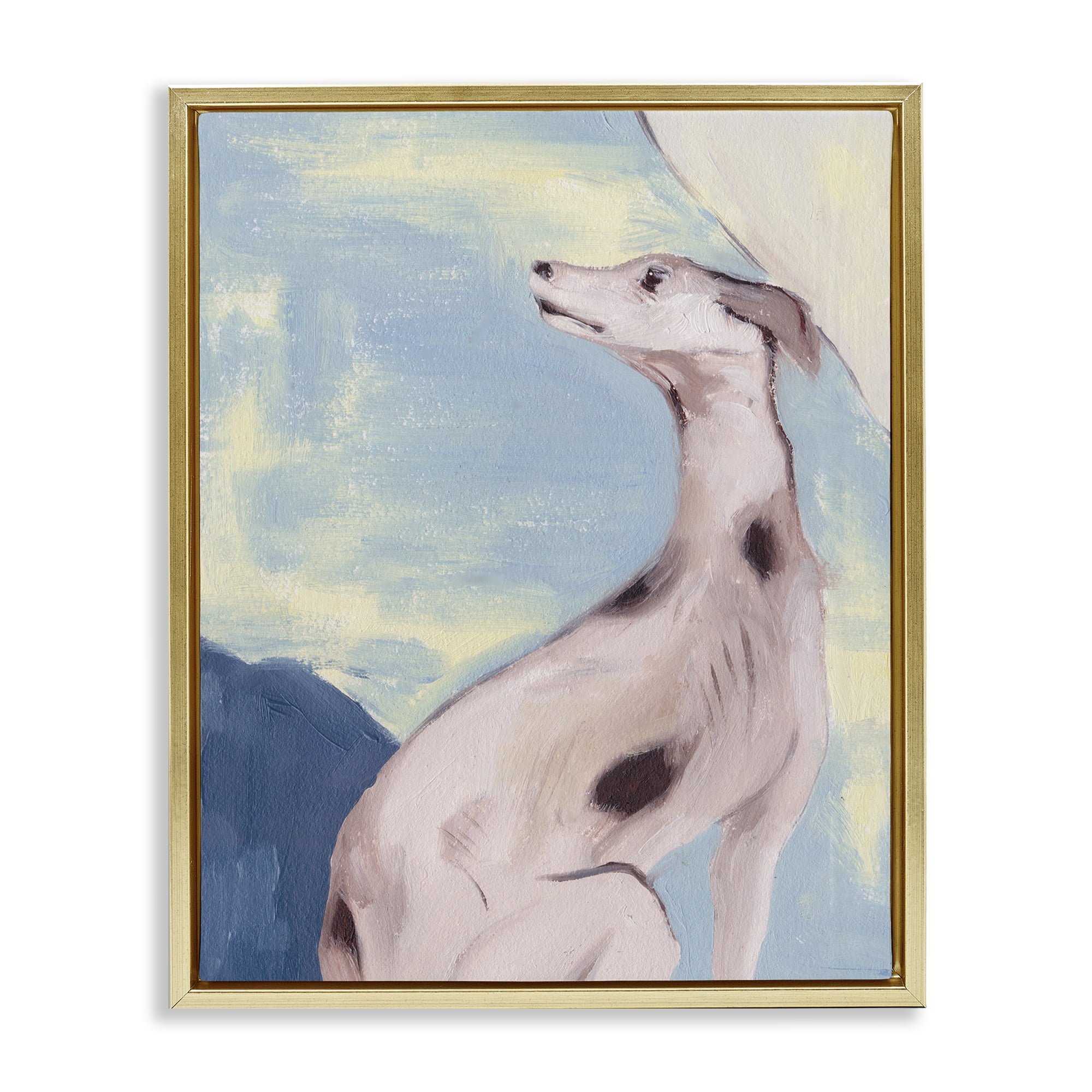 Stupell Industries Greyhound on Blue Animals & Insects Painting Gold Floater Framed Canvas Art Print Wall Art, 17 x 21
