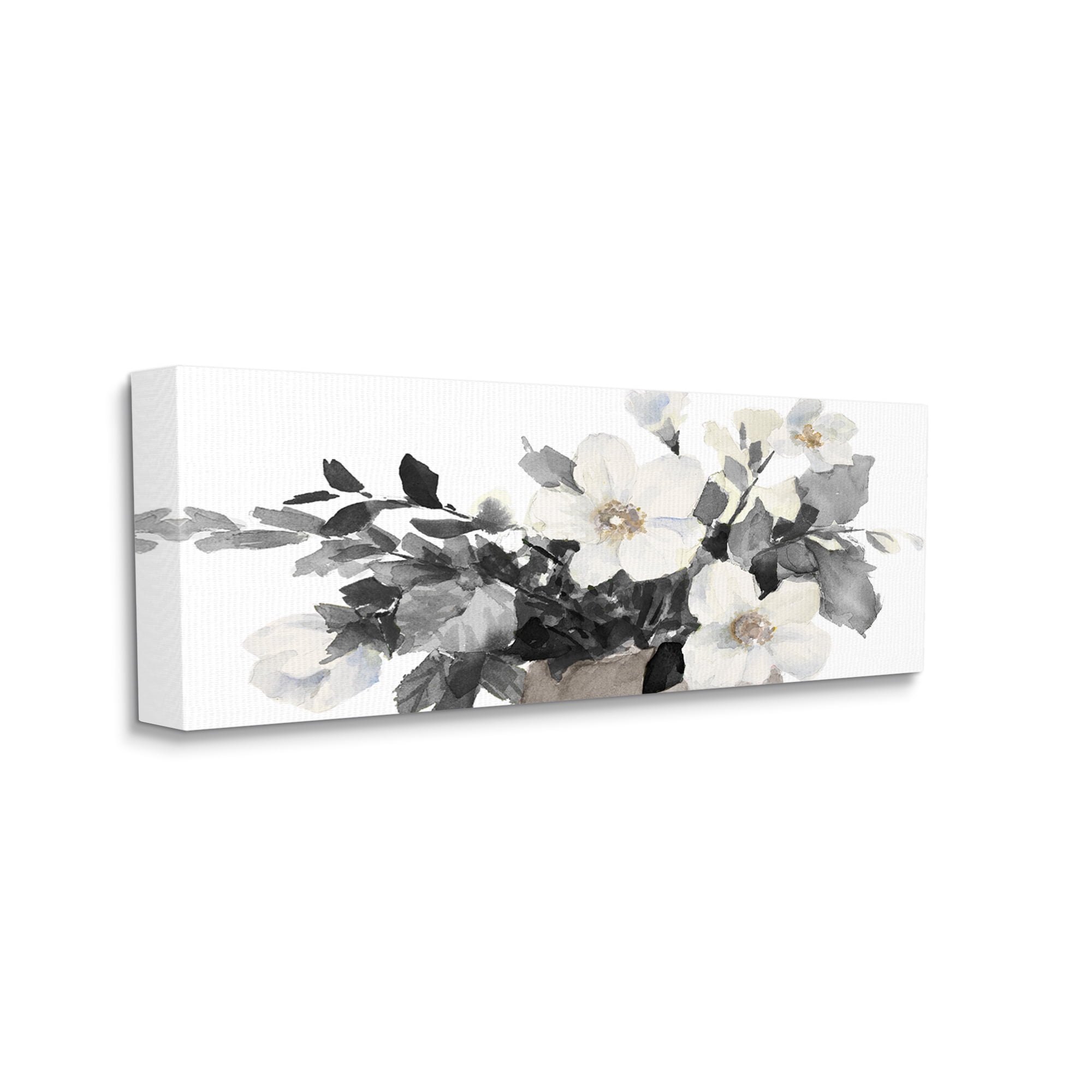 Stupell Industries Greyscale Spring Florals Blooming Soft Watercolor Flowers Botanical & Floral Painting Gallery Wrapped Canvas Print Wall Art, 20 x 48