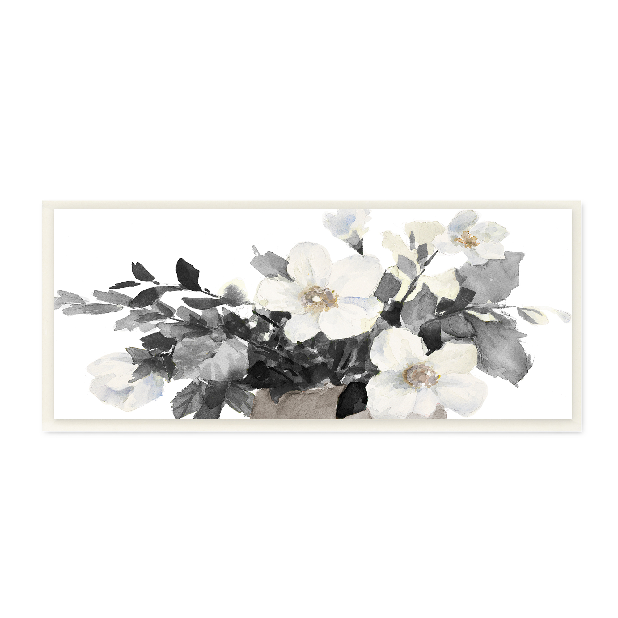 Stupell Industries Greyscale Spring Florals Blooming Soft Watercolor Flowers Botanical & Floral Painting Unframed Art Print Wall Art, 7 x 17