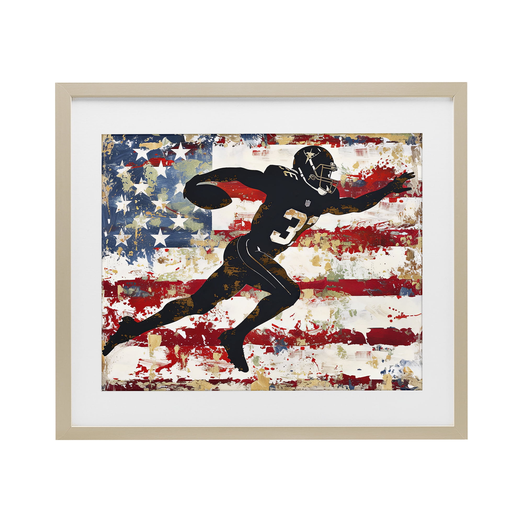Stupell Industries Gridiron Glory Player Birch Framed Print Under Glass, design by Ray Powers