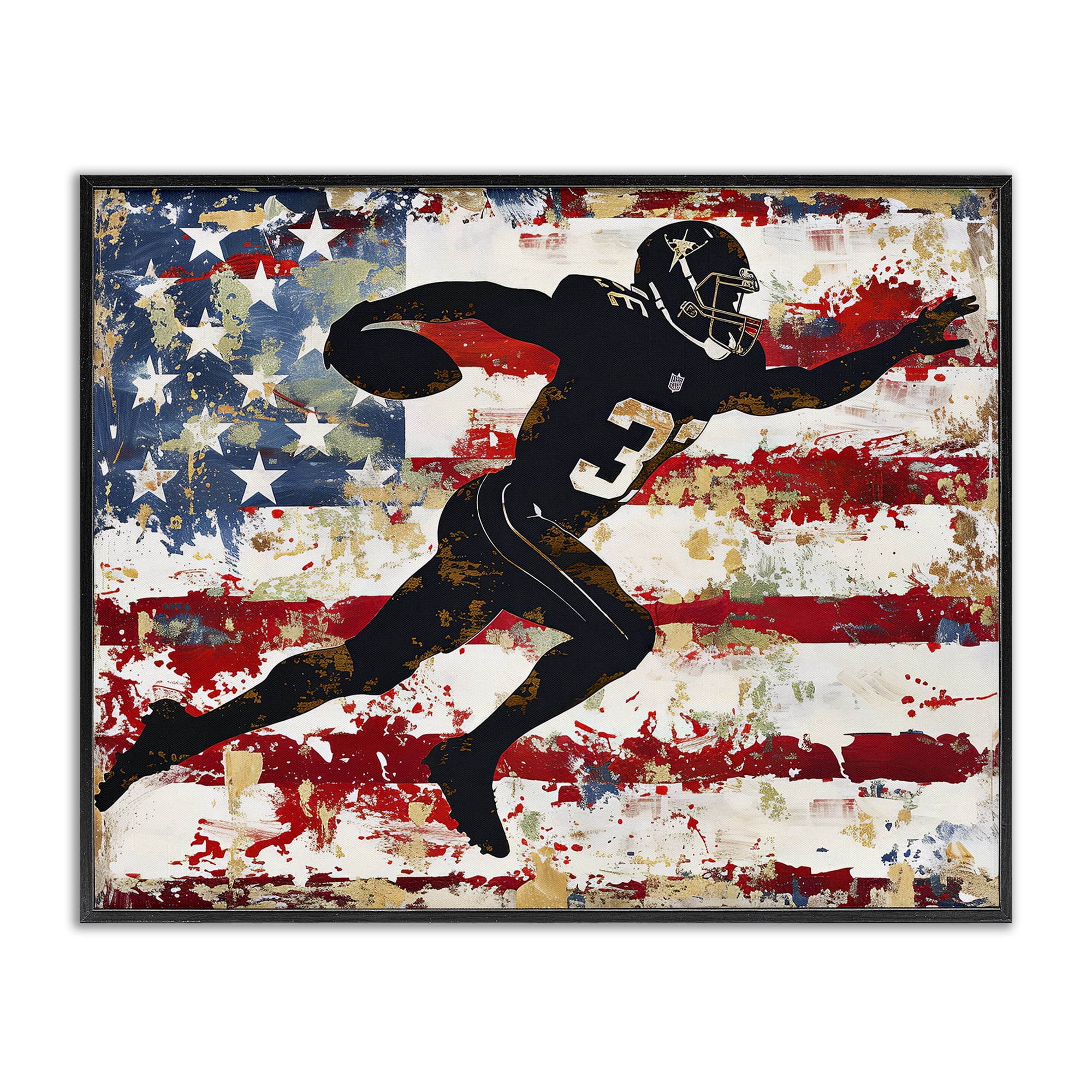 Stupell Industries Gridiron Glory Player Black Framed Giclee Art, design by Ray Powers