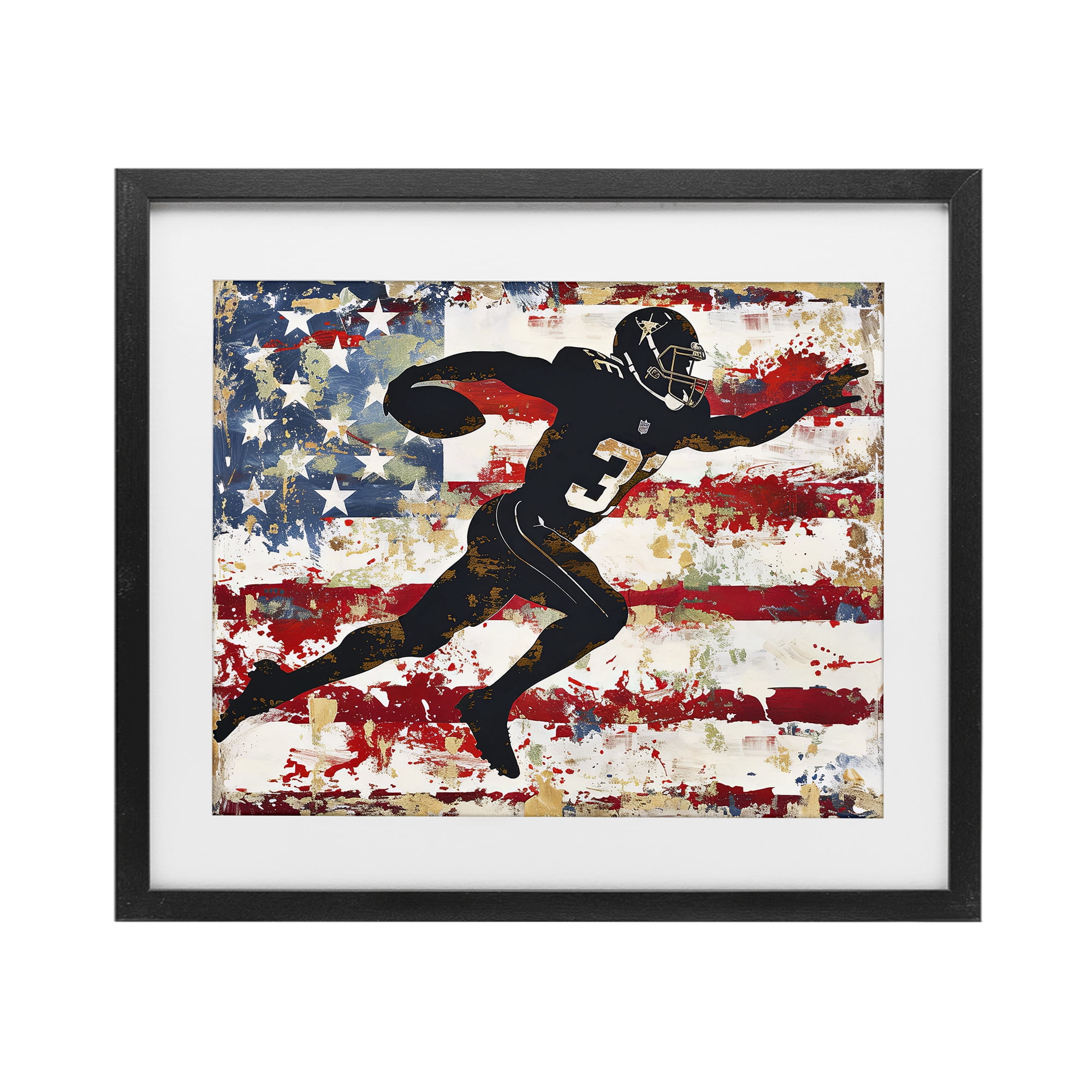 Stupell Industries Gridiron Glory Player Black Framed Print Under Glass, design by Ray Powers