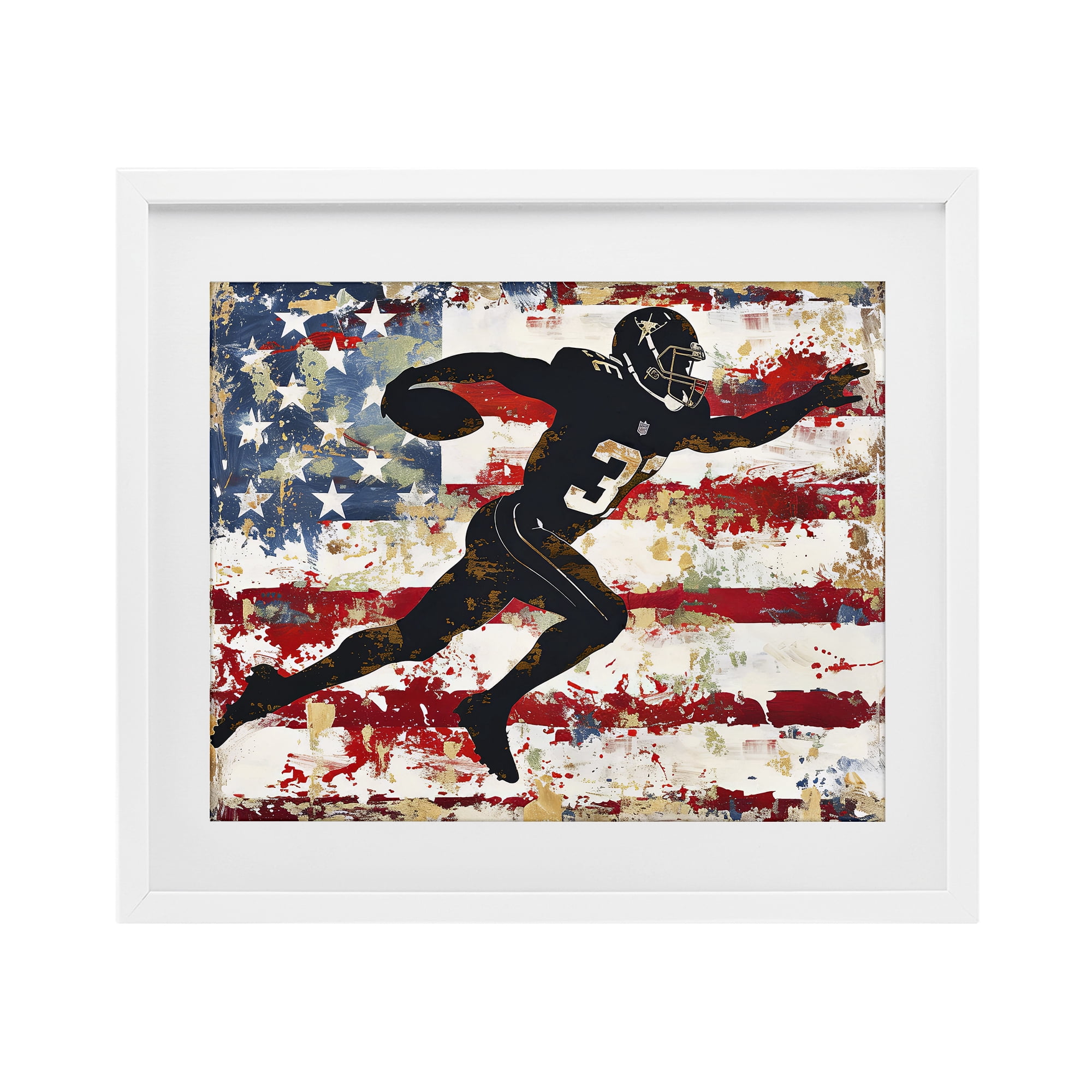 Stupell Industries Gridiron Glory Player White Framed Print Under Glass, design by Ray Powers