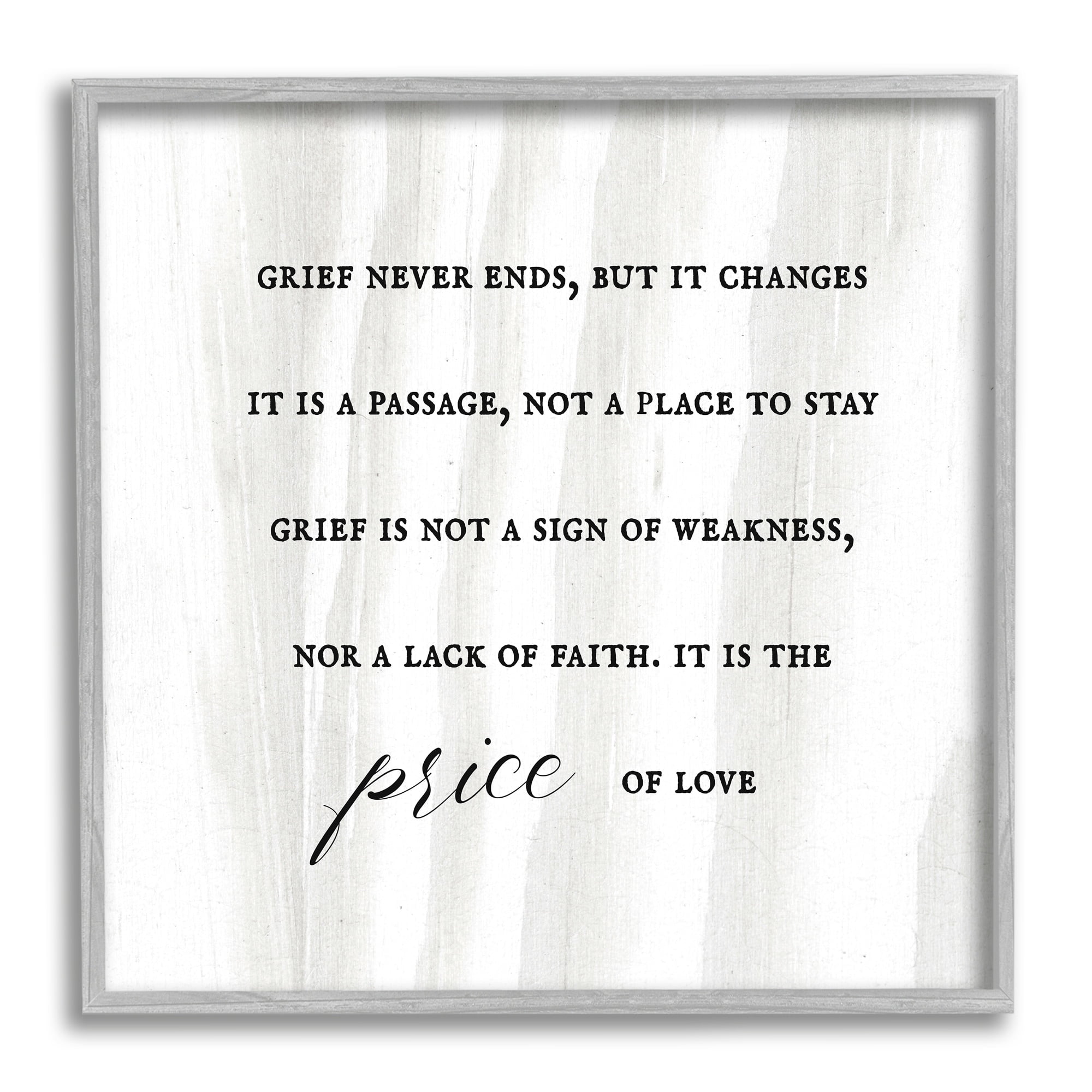 Stupell Industries Grief Is Love Inspirational Sorrowing Lamentation Phrase ,12 x 12, Design by Daphne Polselli