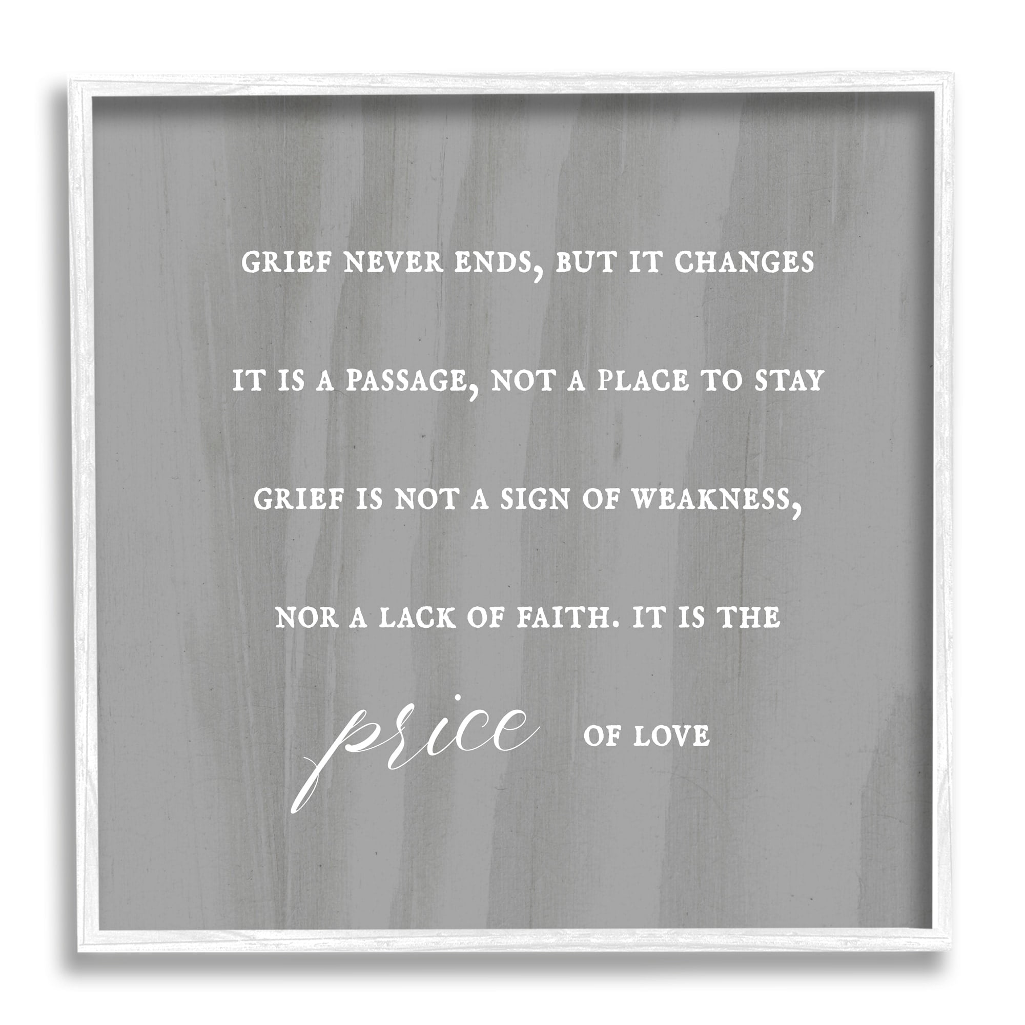 Stupell Industries Grief Is Strength Mourning Phrase Gray Patterned Background,12 x 12, Design by Daphne Polselli