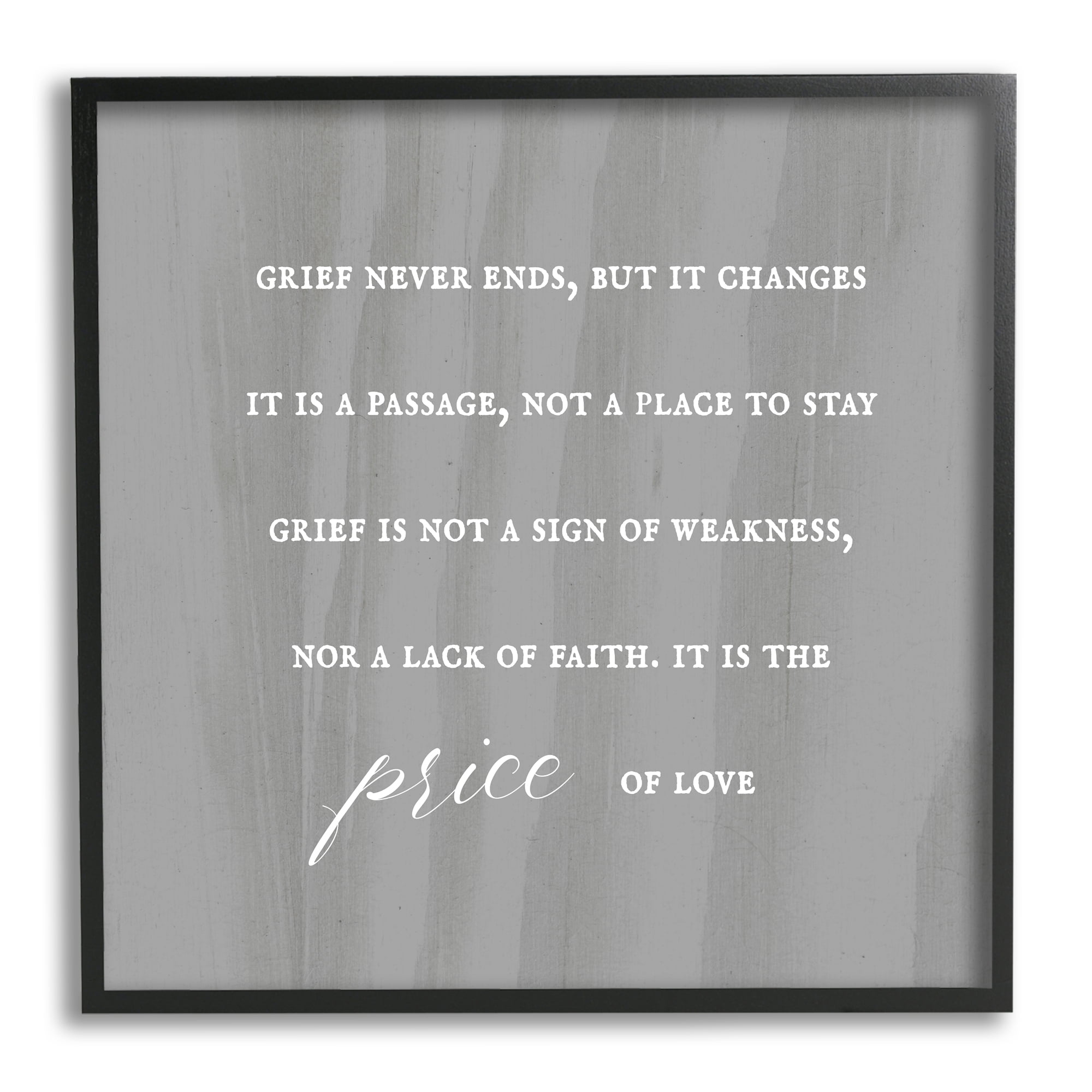 Stupell Industries Grief Is Strength Mourning Phrase Gray Patterned Background,12 x 12, Design by Daphne Polselli