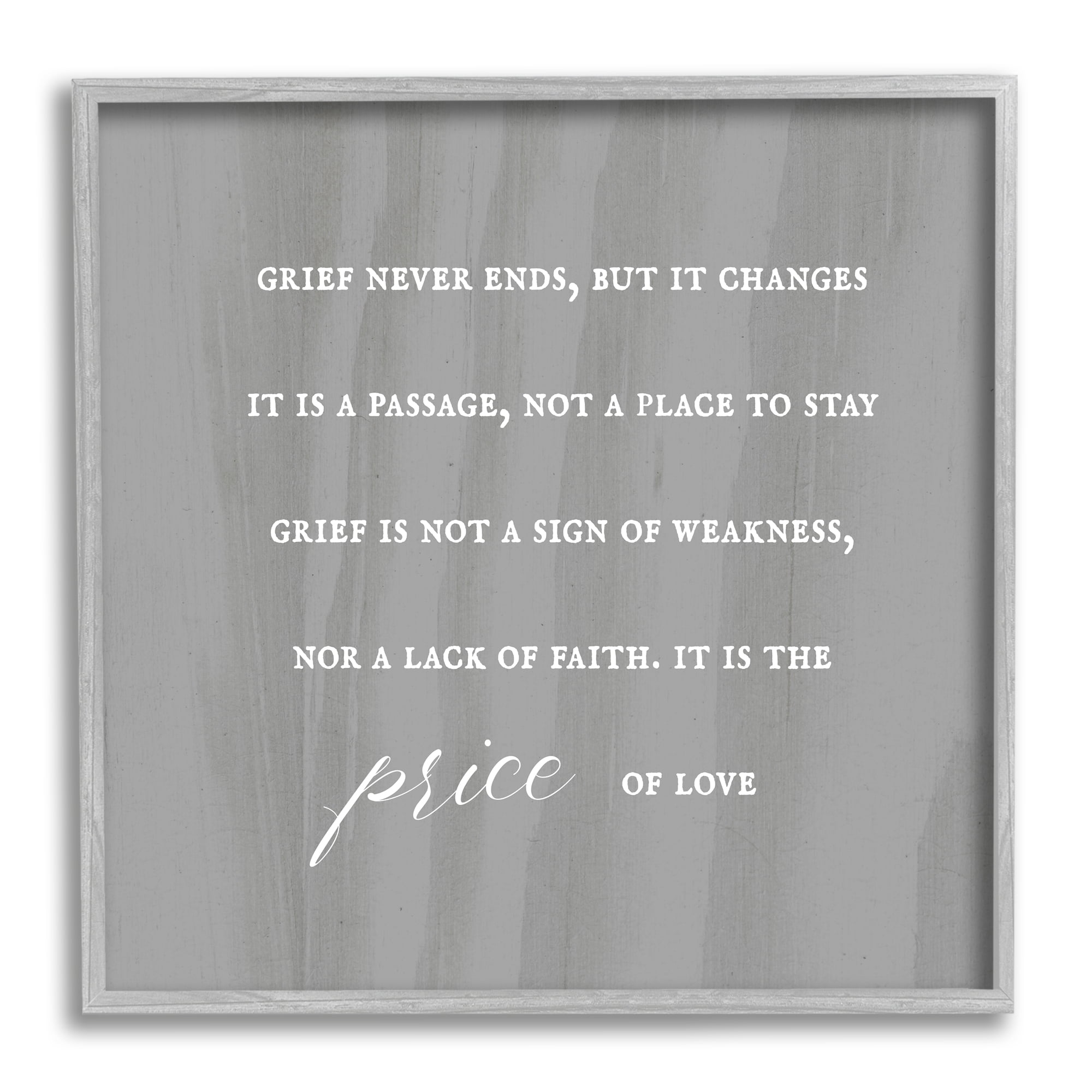 Stupell Industries Grief Is Strength Mourning Phrase Gray Patterned Background,17 x 17, Design by Daphne Polselli