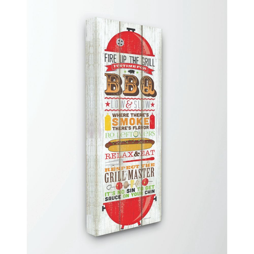 Stupell Industries Grill BBQ Kitchen Yard Wood Textured Word Design Canvas Wall Art by Stephanie Workman Marrott