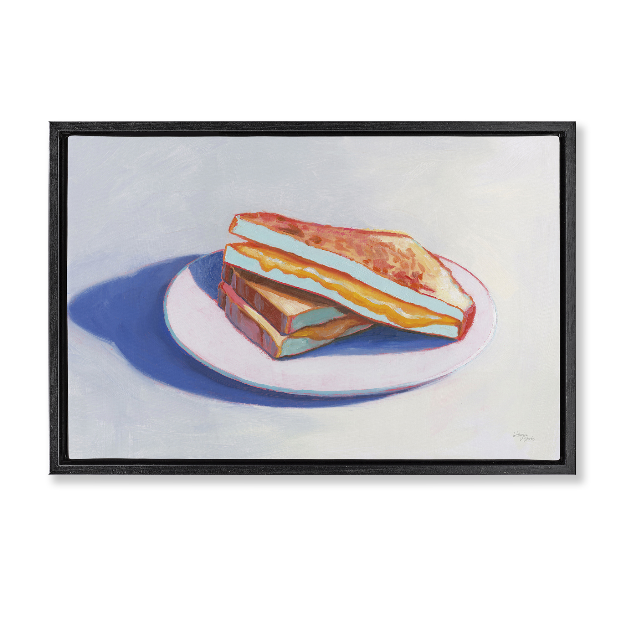 Stupell Industries Grilled Cheese Meal Food & Beverage Painting Black Floater Framed Canvas Art Print Wall Art, 31 x 21
