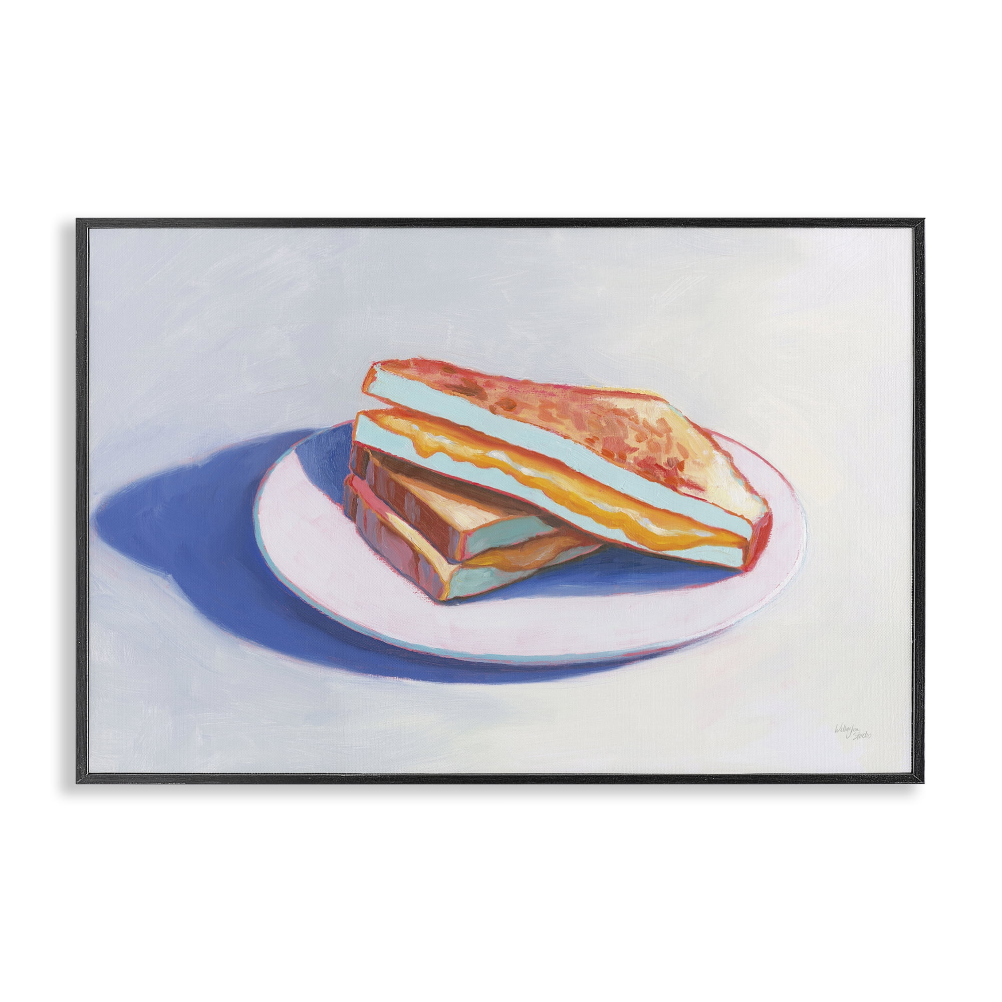 Stupell Industries Grilled Cheese Meal Food & Beverage Painting Black Framed Art Print Wall Art, 24 x 16
