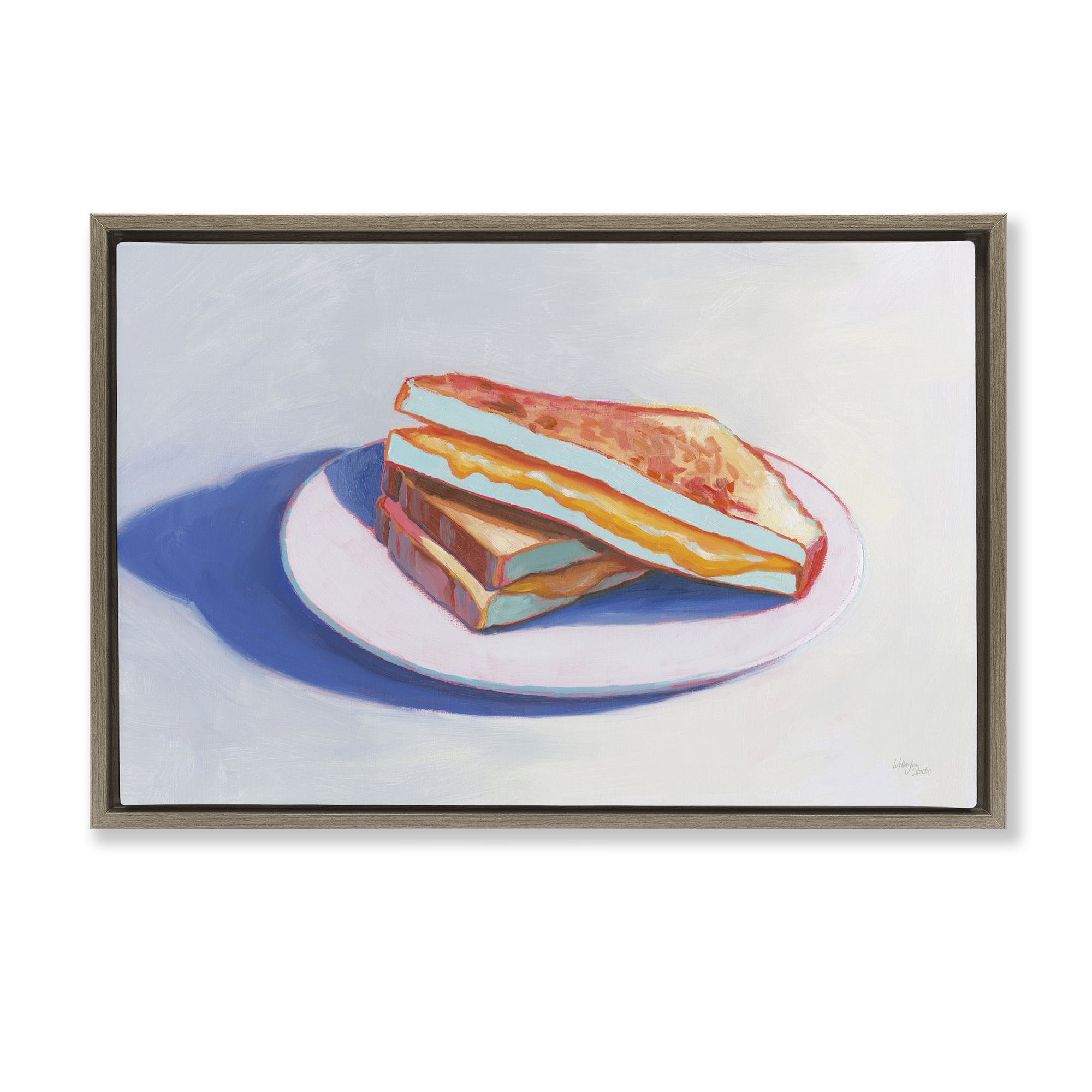 Stupell Industries Grilled Cheese Meal Food & Beverage Painting Brown Floater Framed Canvas Art Print Wall Art, 31 x 21