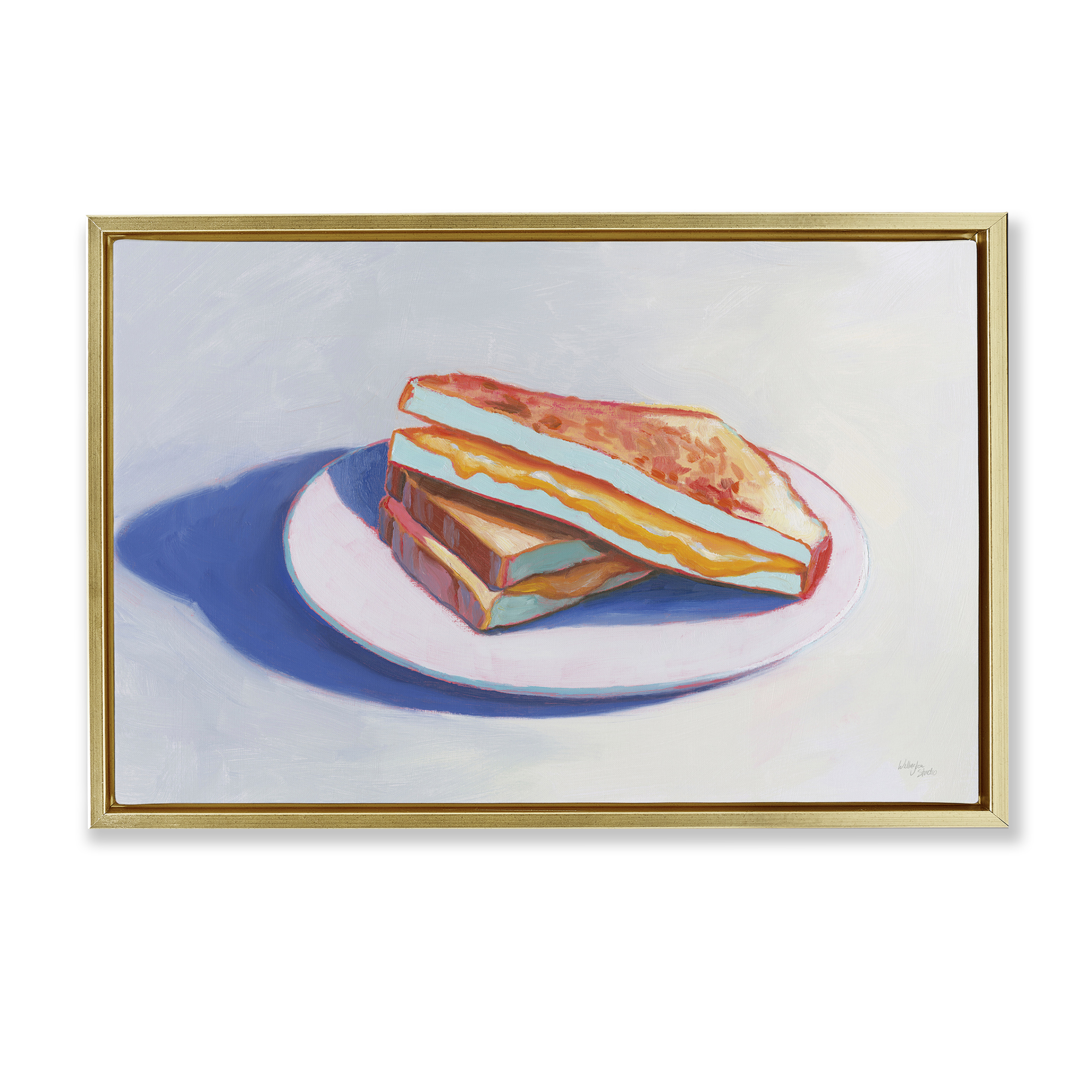 Stupell Industries Grilled Cheese Meal Food & Beverage Painting Gold Floater Framed Canvas Art Print Wall Art, 25 x 17