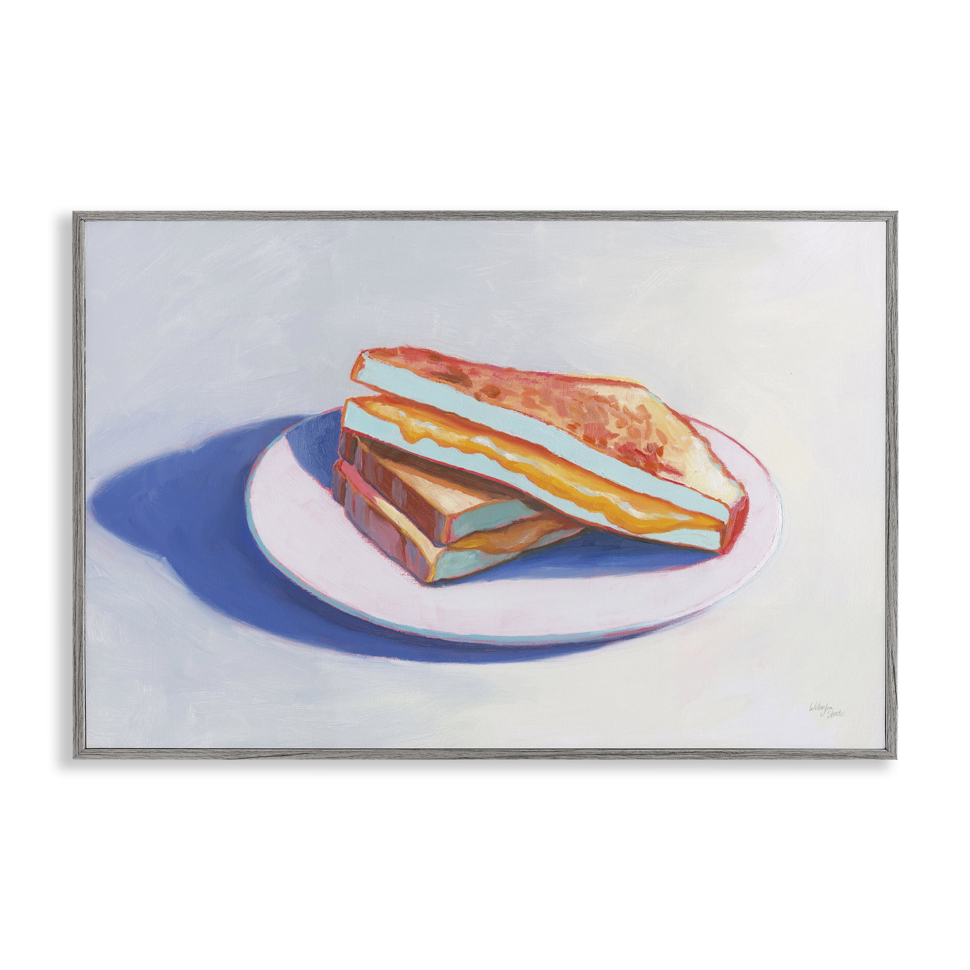Stupell Industries Grilled Cheese Meal Food & Beverage Painting Gray Framed Art Print Wall Art, 24 x 16
