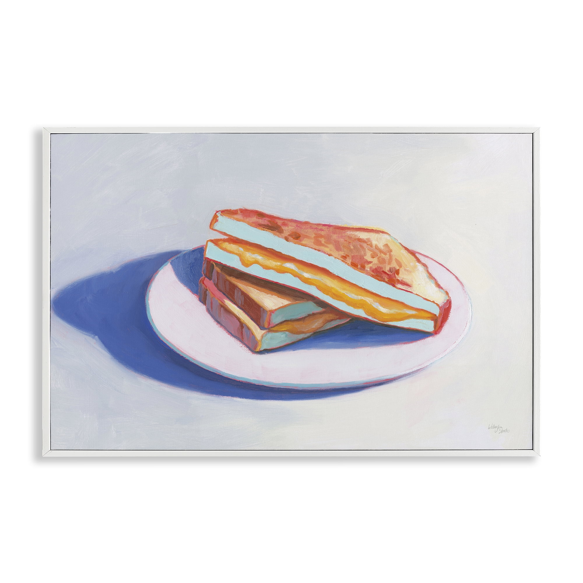 Stupell Industries Grilled Cheese Meal Food & Beverage Painting White Framed Art Print Wall Art, 18 x 12