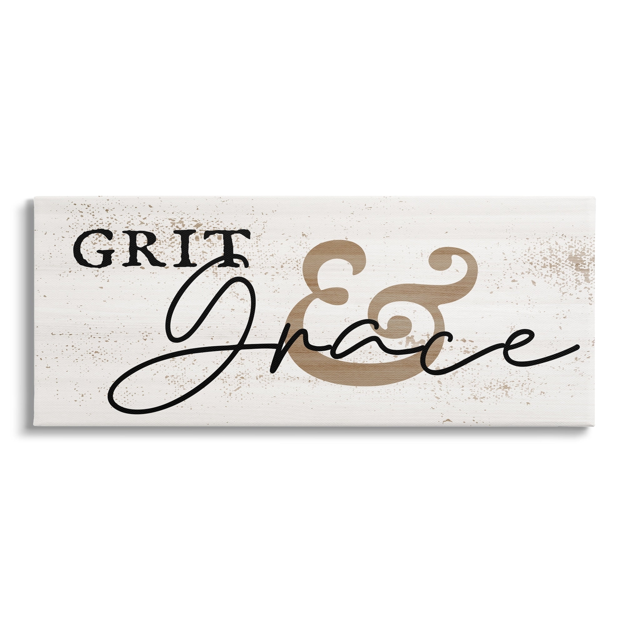 Grit and Grace Beige and Black Canvas Motivational Quote Wall Art