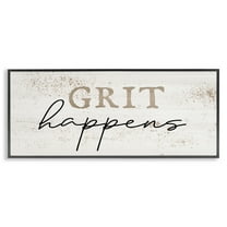 Stupell Industries Grit Happens Motivational Text & Numbers Painting Black Framed Art Print Wall Art, 24 x 10