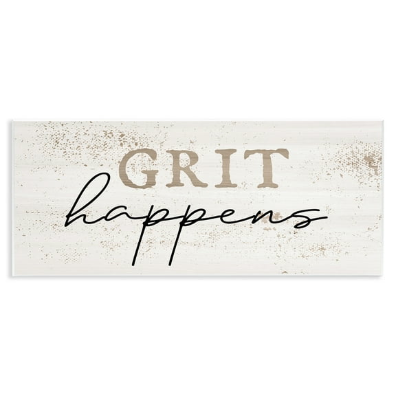 Stupell Industries Grit Happens Motivational Text & Numbers Painting Unframed Art Print Wall Art, 17 x 7