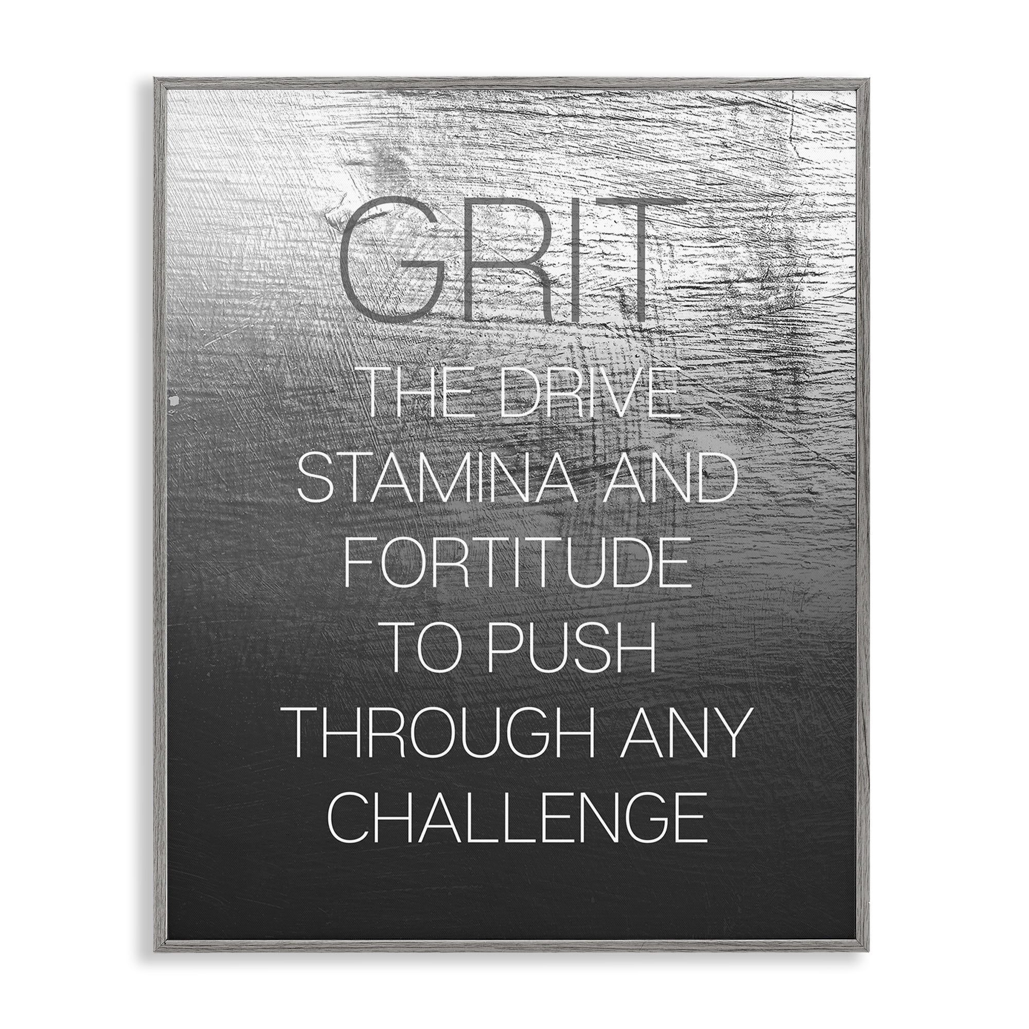 Stupell Industries Grit Motivational Definition Text & Numbers Painting Gray Framed Art Print Wall Art, 11 x 14