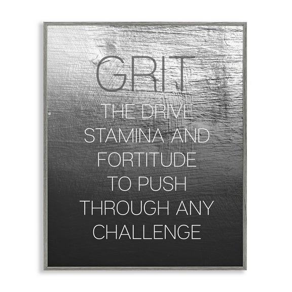 Stupell Industries Grit Motivational Definition Text & Numbers Painting Gray Framed Art Print Wall Art, 24 x 30