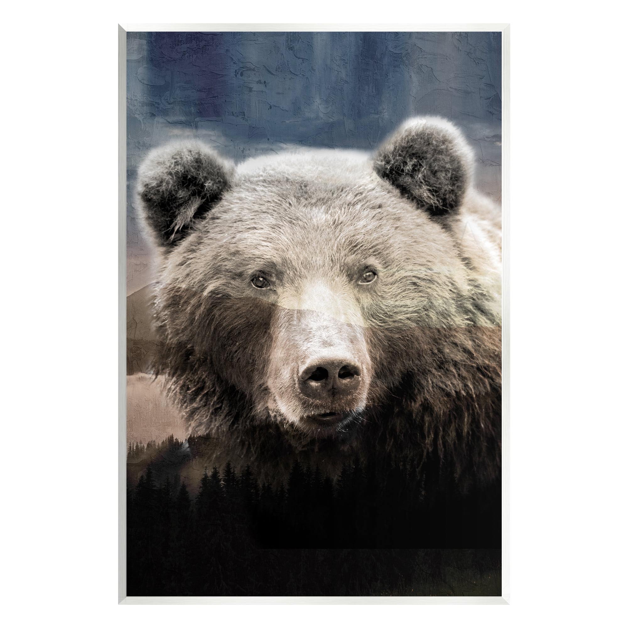 Stupell Industries Grizzly Bear Face Portrait Animals & Insects Painting Unframed Art Print Wall Art, 13 x 19