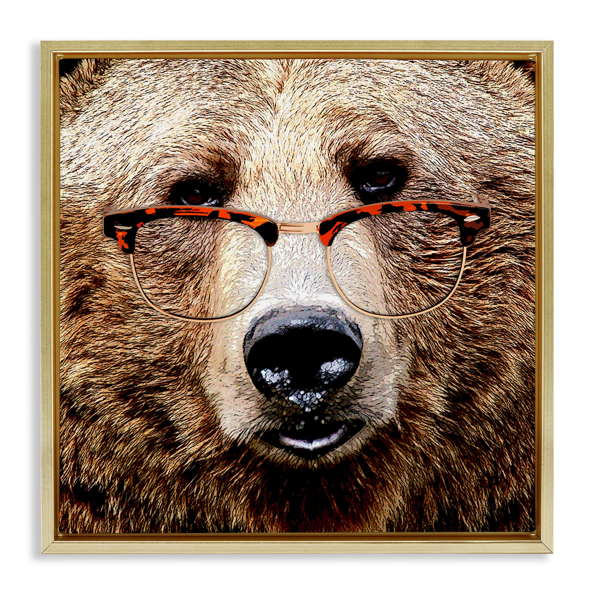 Stupell Industries Grizzly Bear with Glasses Animals & Insects Painting