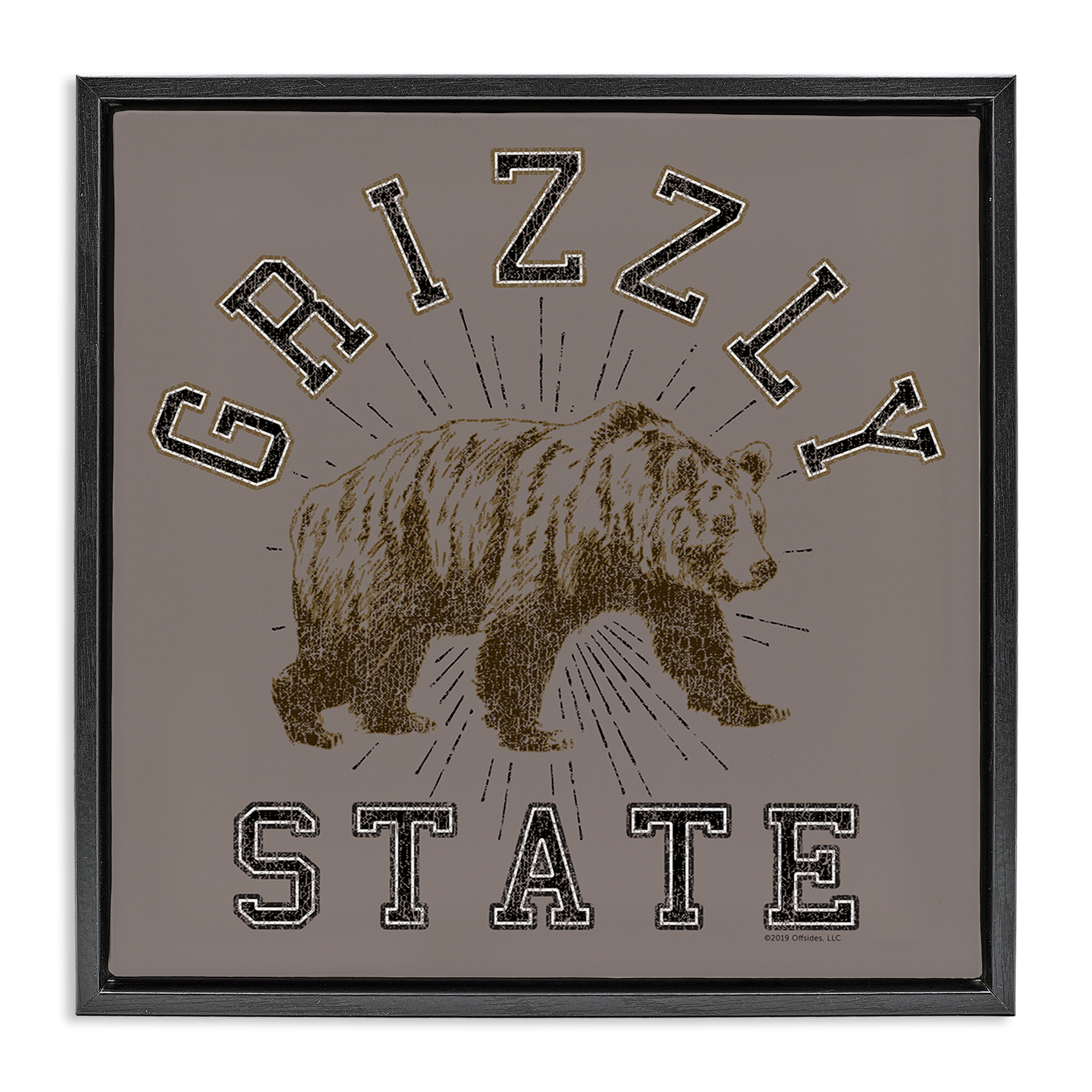 Stupell Industries Grizzly State Vintage Novelty & Humor Painting Black Floater Framed Canvas Art Print Wall Art, 25 x 25