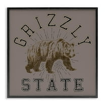 Stupell Industries Grizzly State Vintage Novelty & Humor Painting Black Framed Art Print Wall Art, 12 x 12