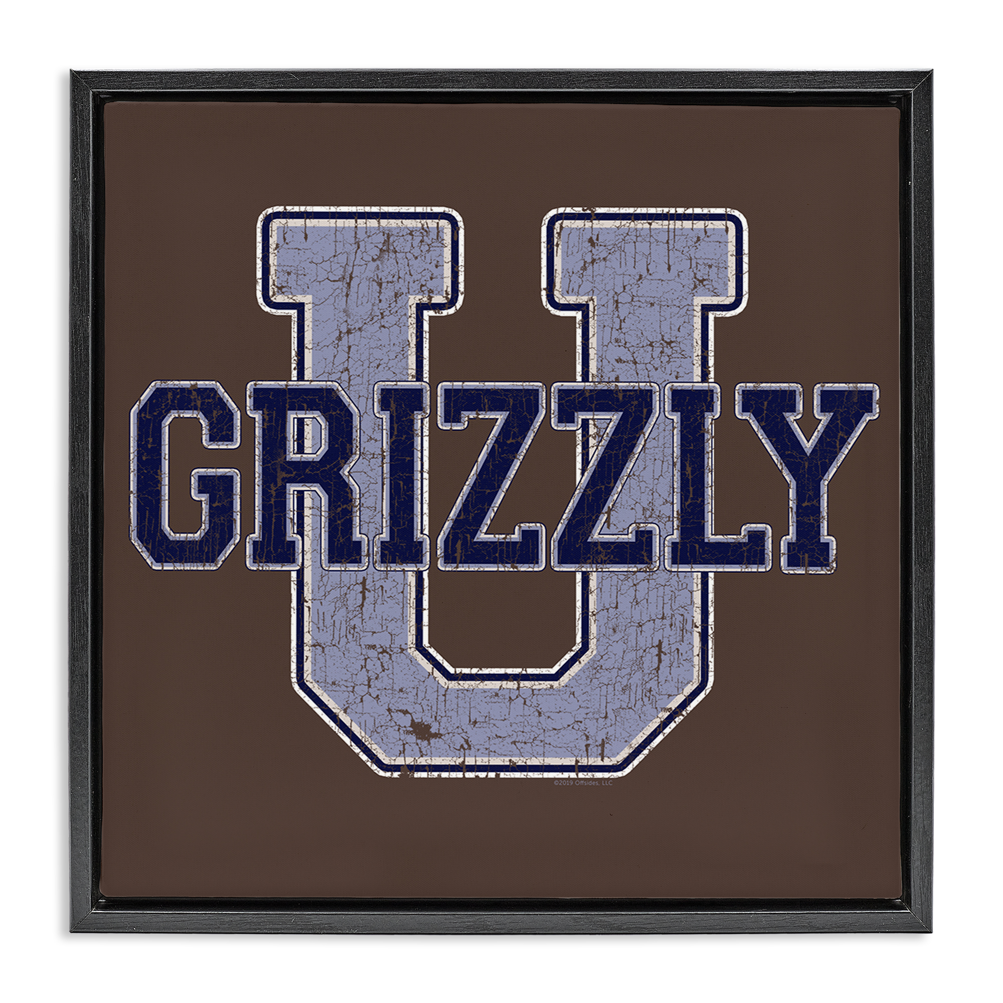 Stupell Industries Grizzly U College University Novelty & Humor Painting Black Floater Framed Canvas Art Print Wall Art, 18 x 18