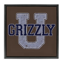 Stupell Industries Grizzly U College University Novelty & Humor Painting Black Floater Framed Canvas Art Print Wall Art, 18 x 18
