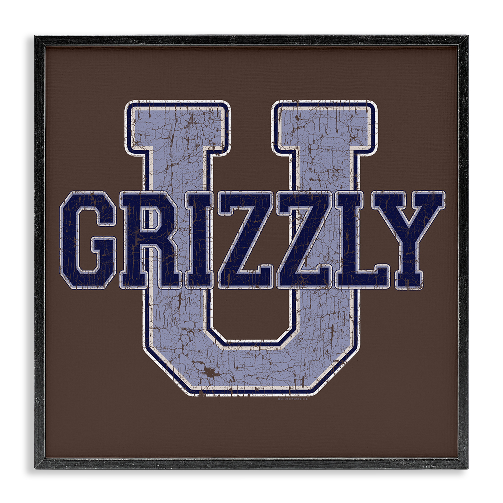 Stupell Industries Grizzly U College University Novelty & Humor Painting Black Framed Art Print Wall Art, 12 x 12