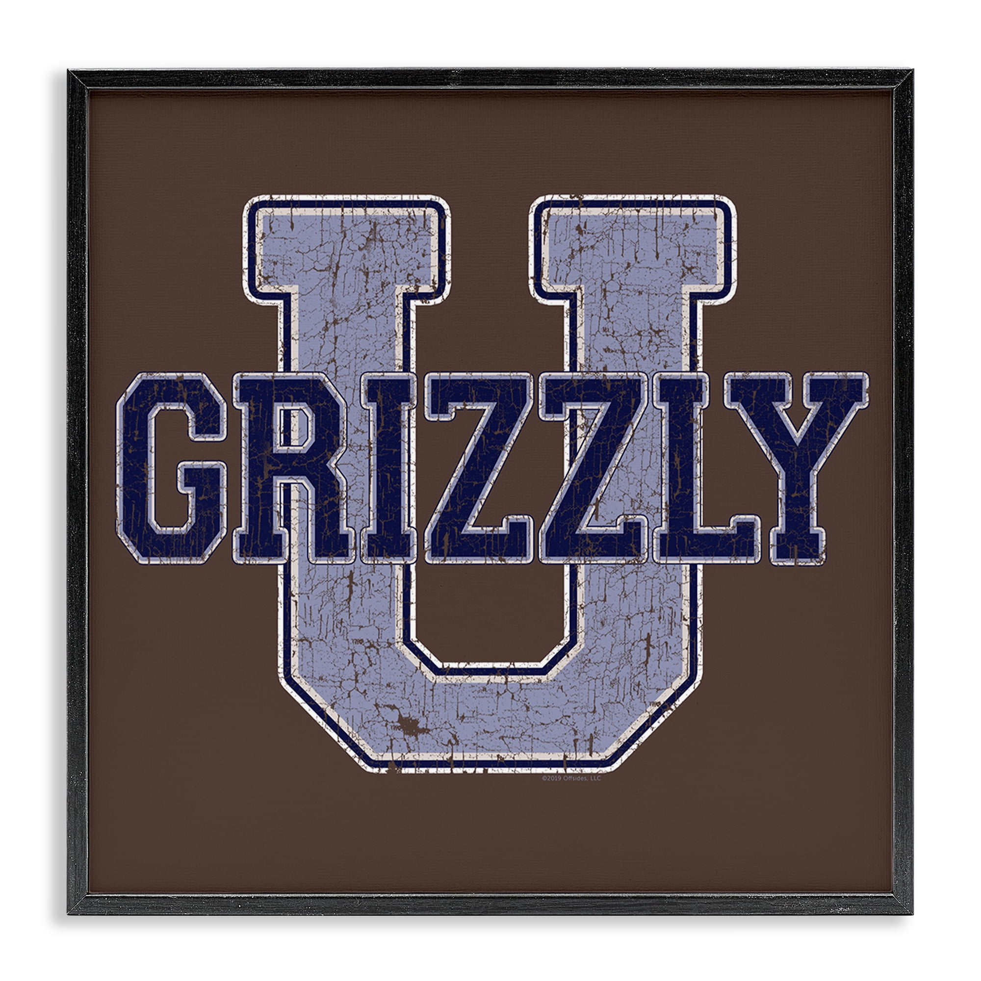 Stupell Industries Grizzly U College University Novelty & Humor Painting Black Framed Art Print Wall Art, 17 x 17
