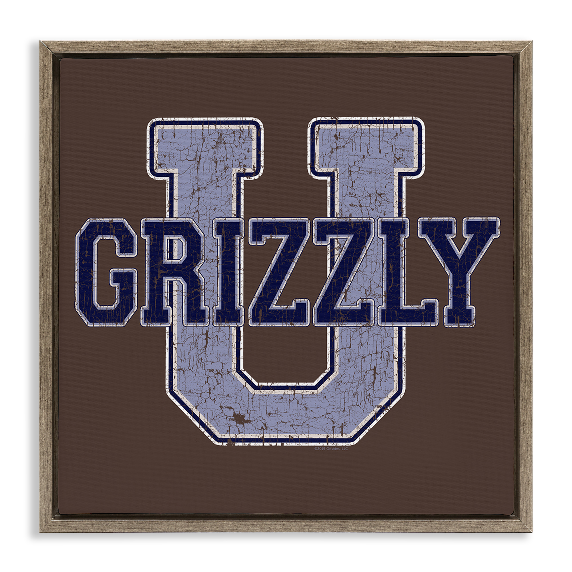 Stupell Industries Grizzly U College University Novelty & Humor Painting Brown Floater Framed Canvas Art Print Wall Art, 18 x 18