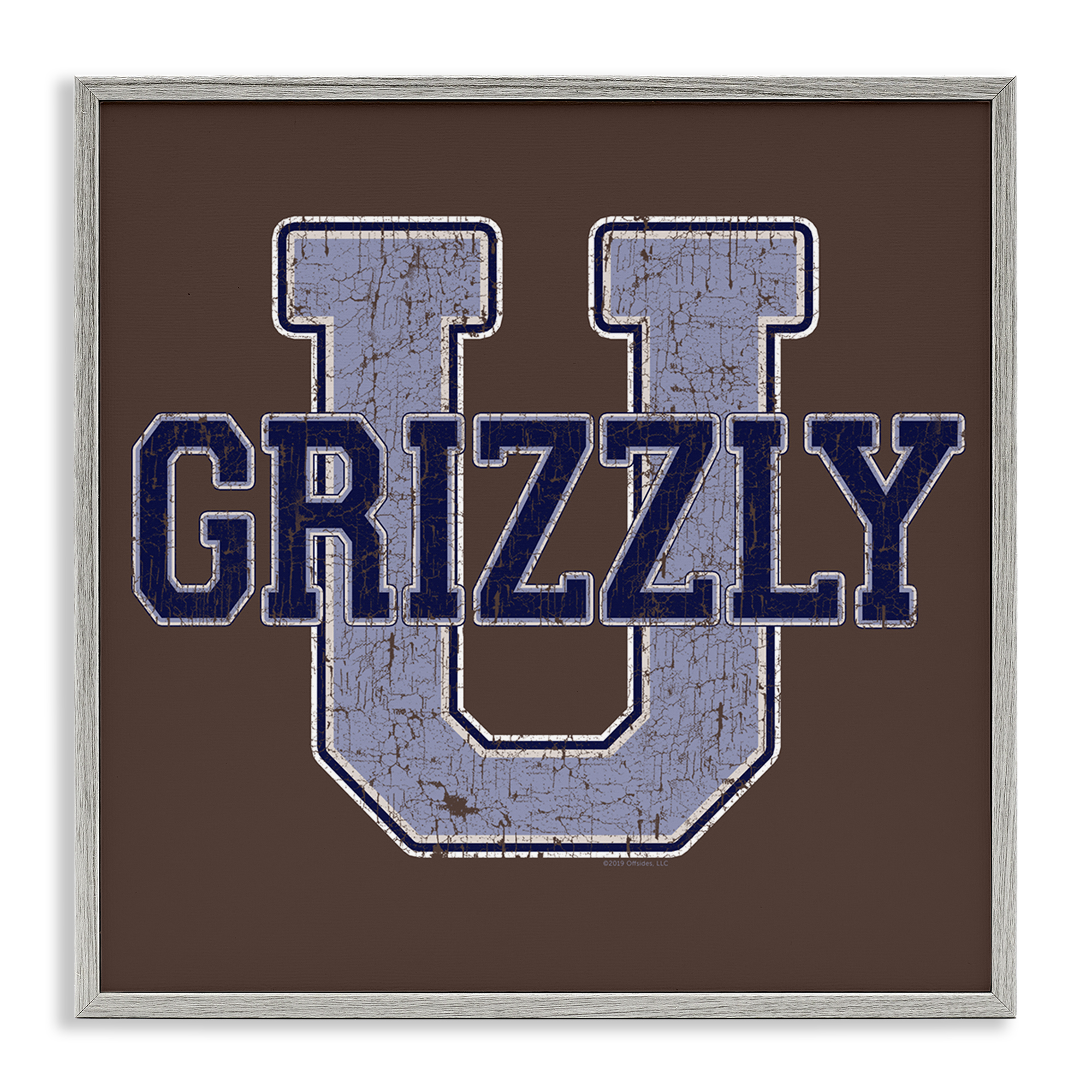 Stupell Industries Grizzly U College University Novelty & Humor Painting Gray Framed Art Print Wall Art, 24 x 24