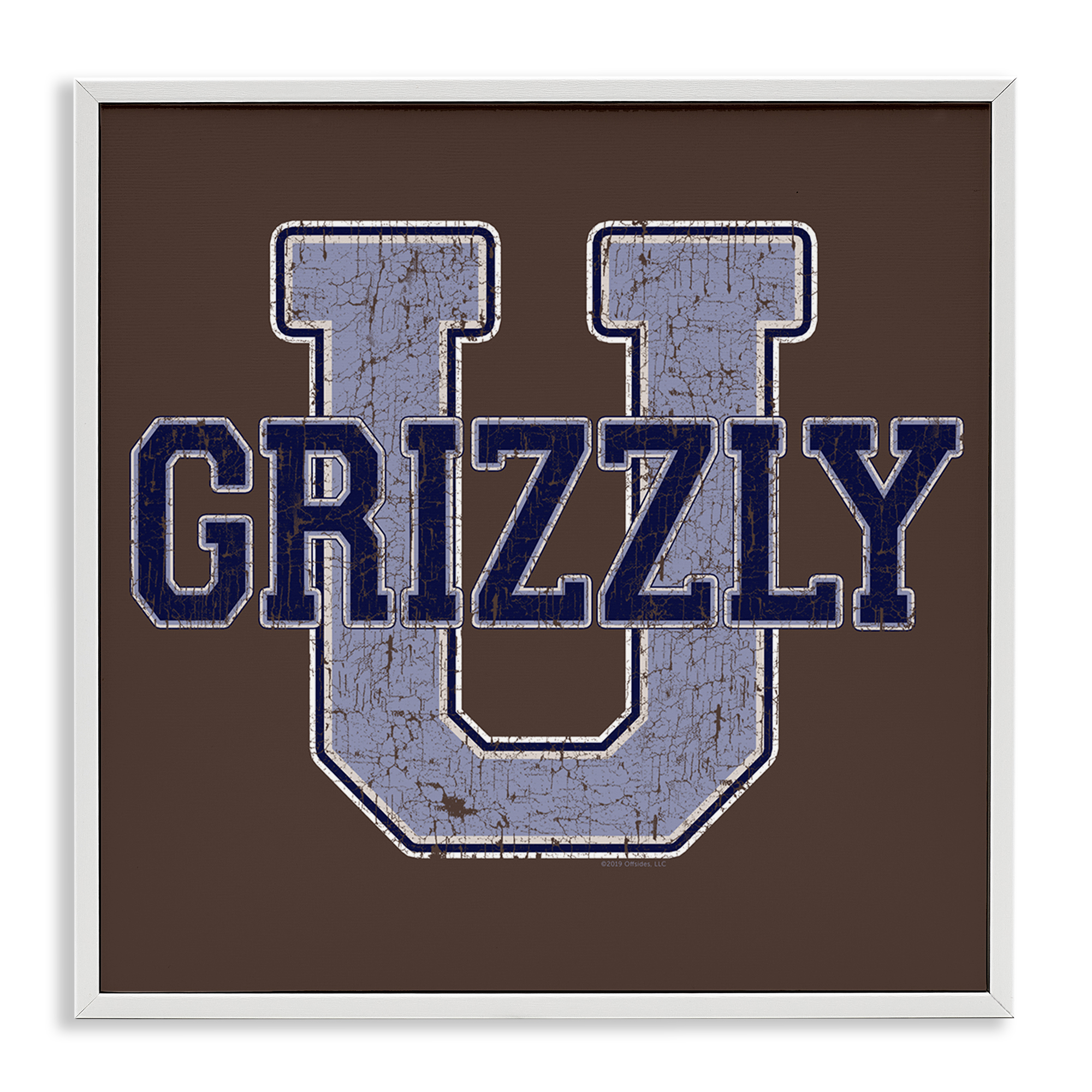 Stupell Industries Grizzly U College University Novelty & Humor Painting White Framed Art Print Wall Art, 24 x 24