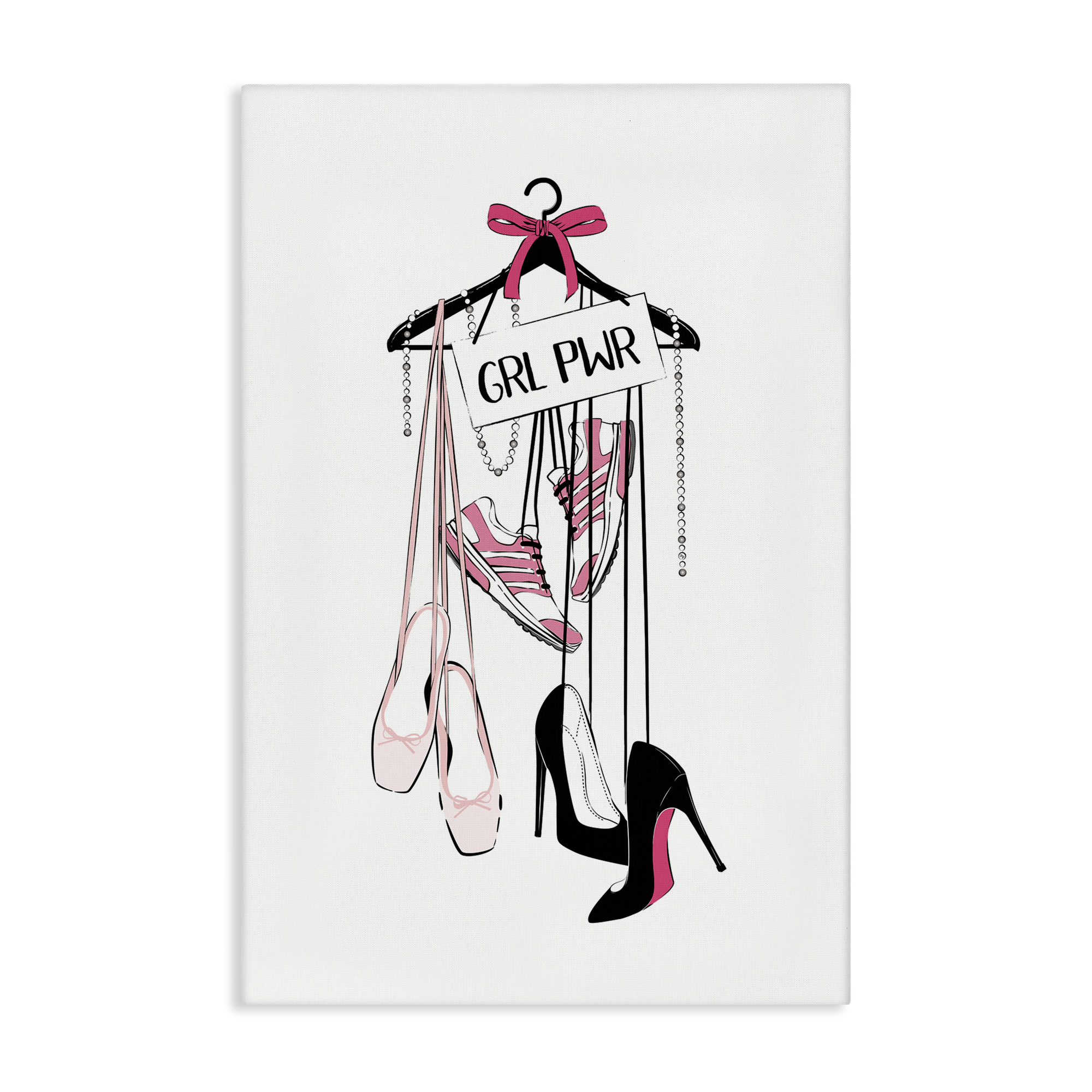 Stupell Industries Grl Pwr Hanging Shoes Beauty & Fashion Painting Gallery Wrapped Canvas Art Print Wall Art, 24 x 36