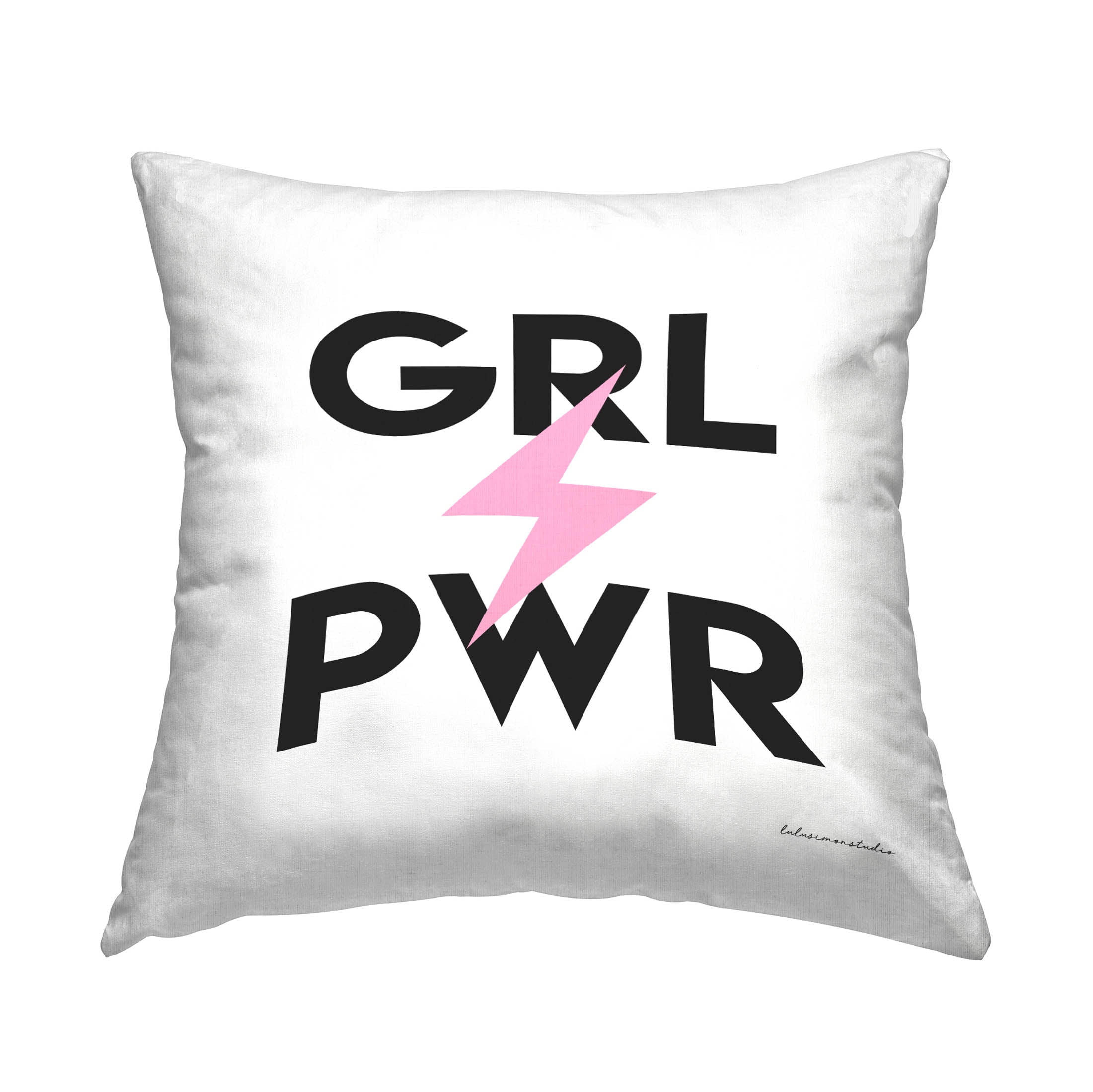 Stupell Industries Grl Pwr Pink Lightning Bolt Printed Throw Pillow Design by lulusimonSTUDIO