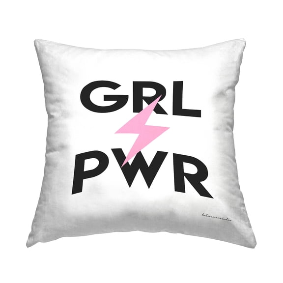 Stupell Industries Grl Pwr Pink Lightning Bolt Printed Throw Pillow Design by lulusimonSTUDIO