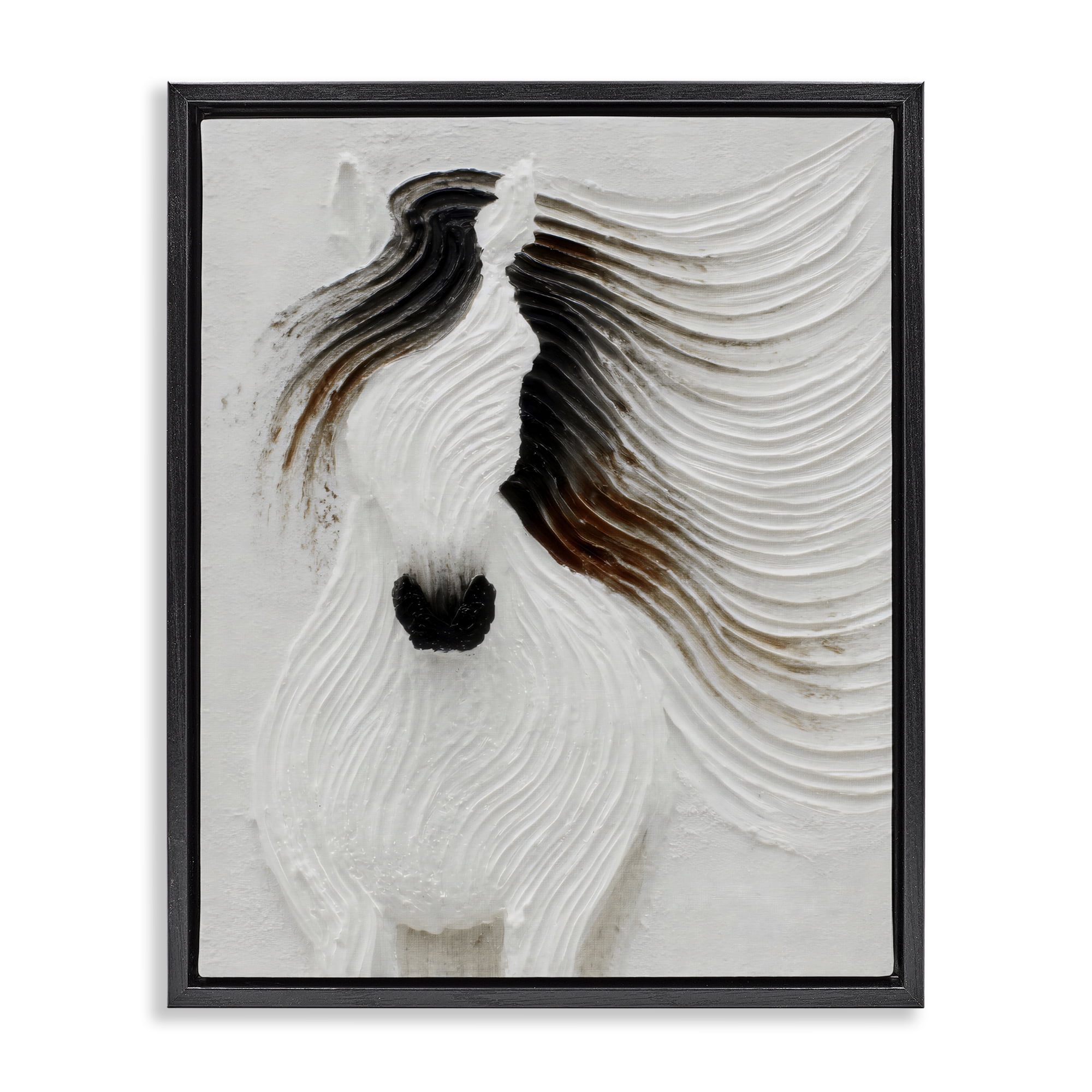 Stupell Industries Grooved Horse in Flowing Motion Black Framed Floater Canvas Wall Art, design by Ink Drop Loft