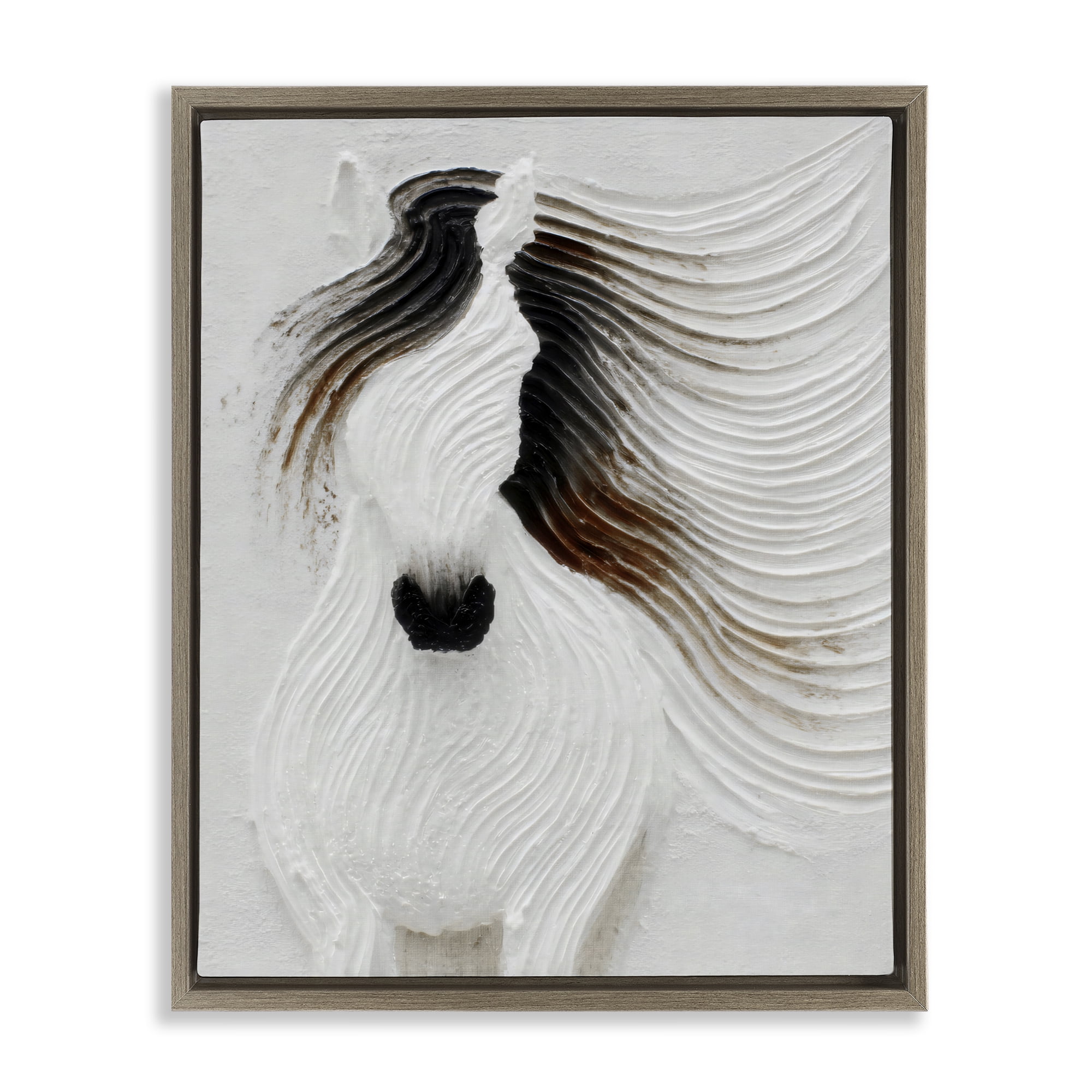 Stupell Industries Grooved Horse in Flowing Motion Brown Framed Floater Canvas Wall Art, design by Ink Drop Loft