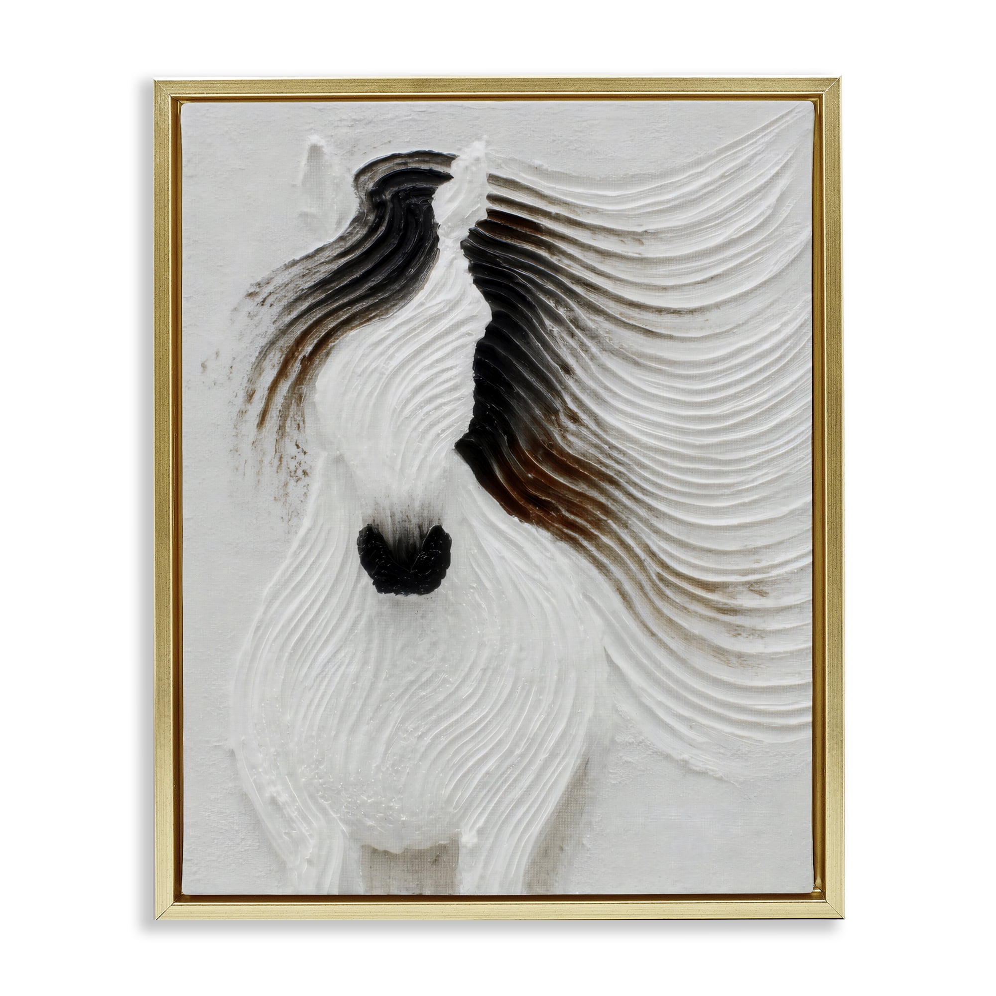 Stupell Industries Grooved Horse in Flowing Motion Gold Framed Floater Canvas Wall Art, design by Ink Drop Loft