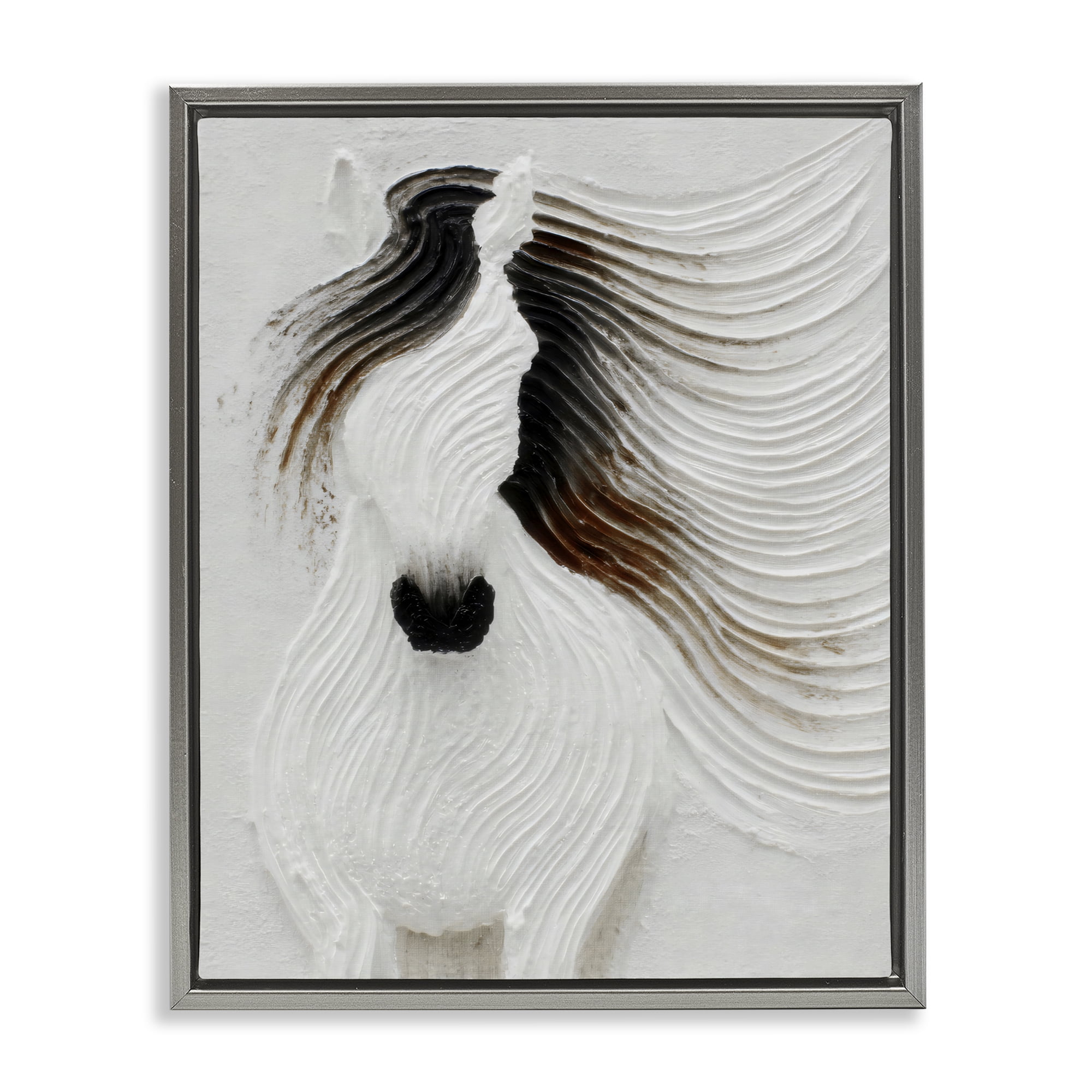 Stupell Industries Grooved Horse in Flowing Motion Gray Framed Floater Canvas Wall Art, design by Ink Drop Loft