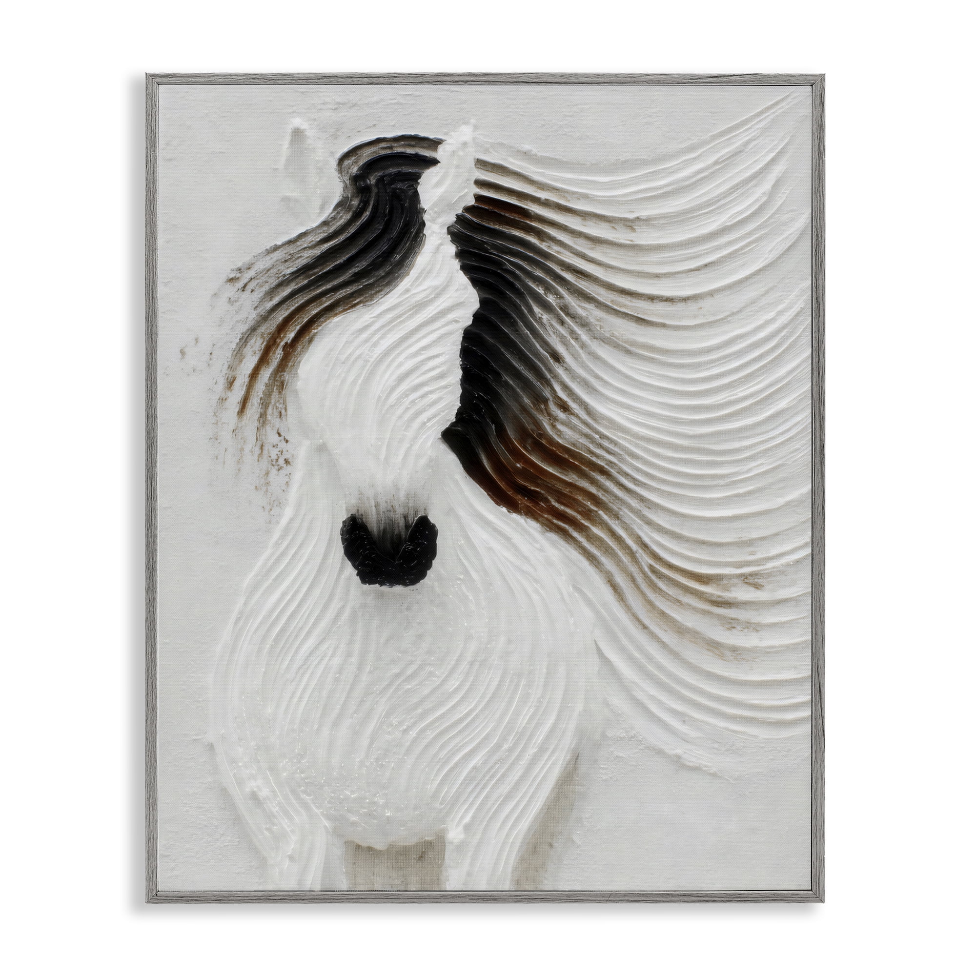 Stupell Industries Grooved Horse in Flowing Motion Gray Framed Giclee Art, design by Ink Drop Loft