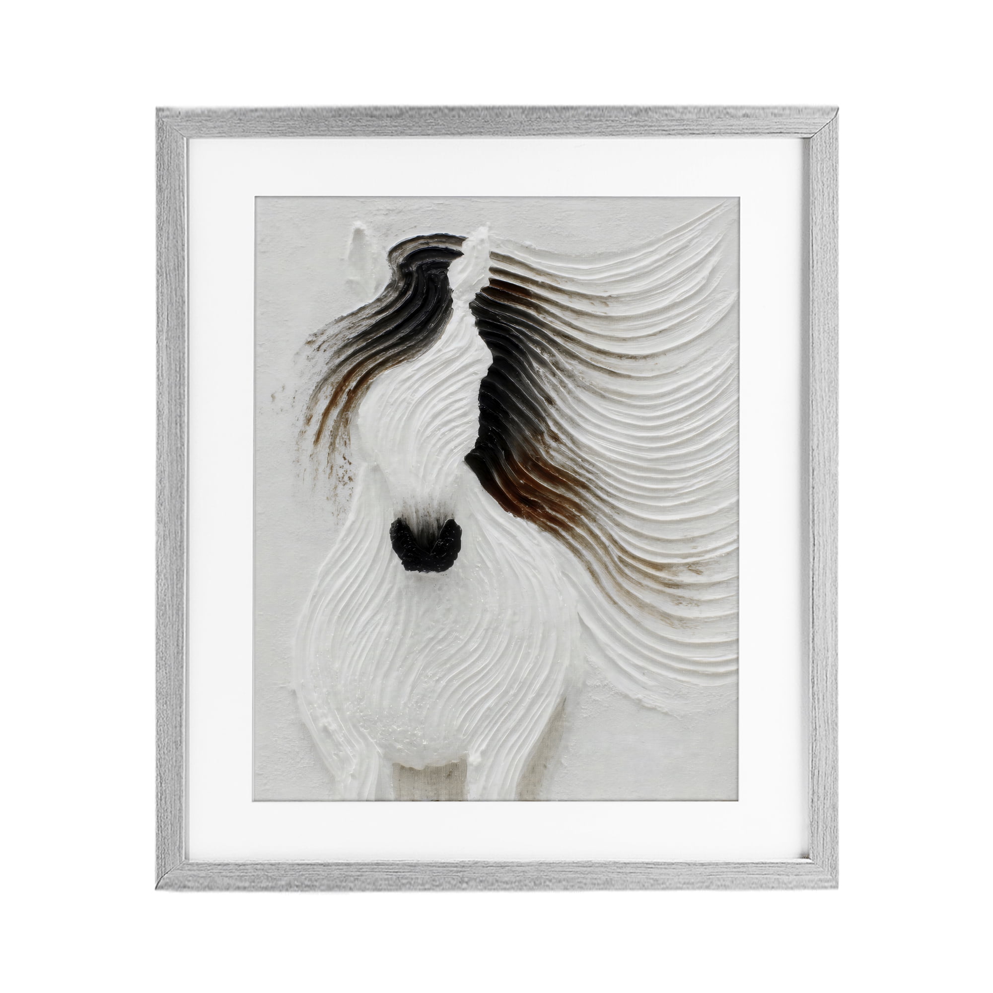Stupell Industries Grooved Horse in Flowing Motion Gray Framed Print Under Glass, design by Ink Drop Loft