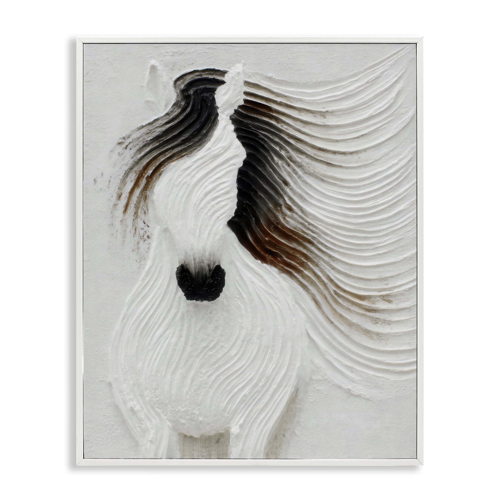 Stupell Industries Grooved Horse in Flowing Motion White Framed Giclee Art, design by Ink Drop Loft