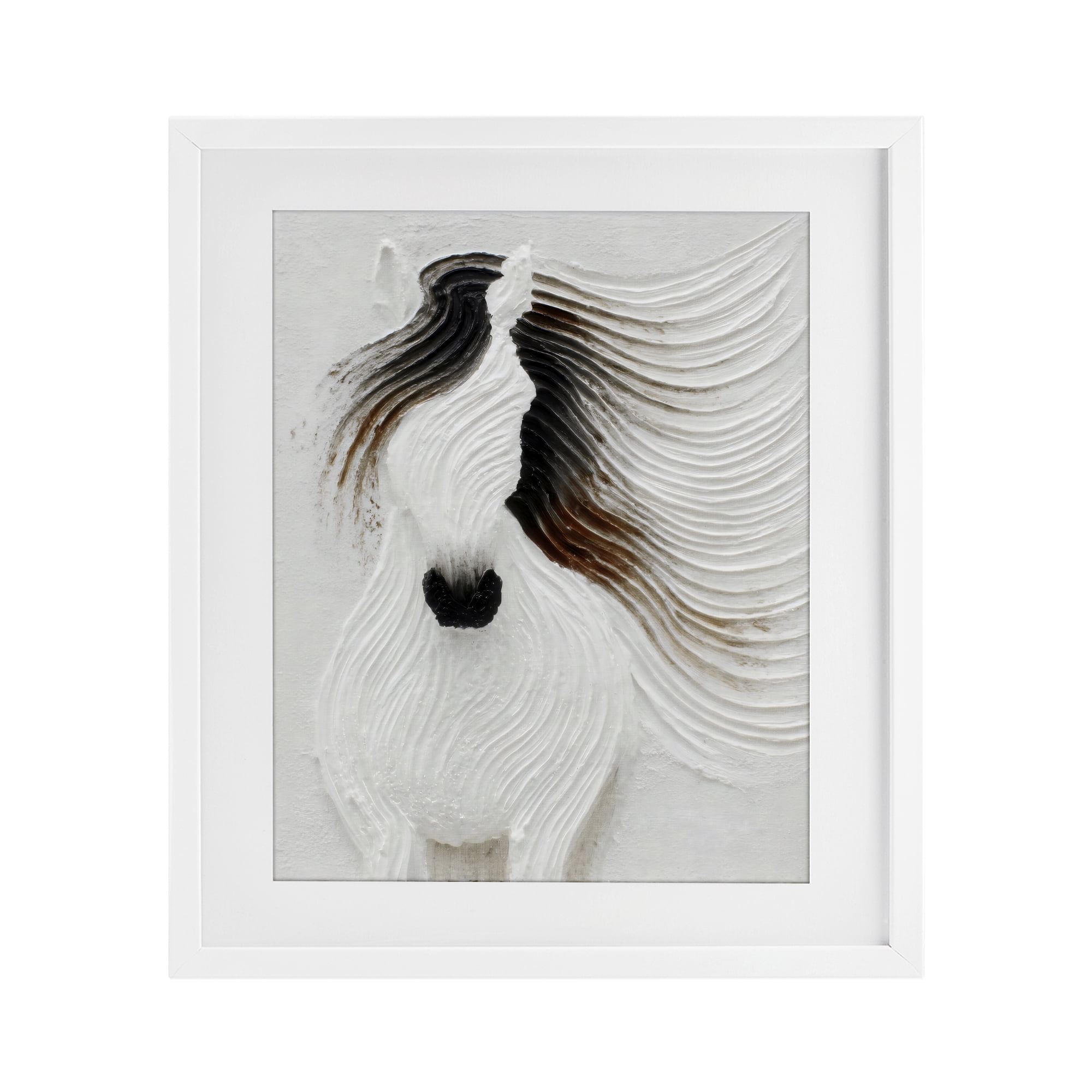 Stupell Industries Grooved Horse in Flowing Motion White Framed Print Under Glass, design by Ink Drop Loft