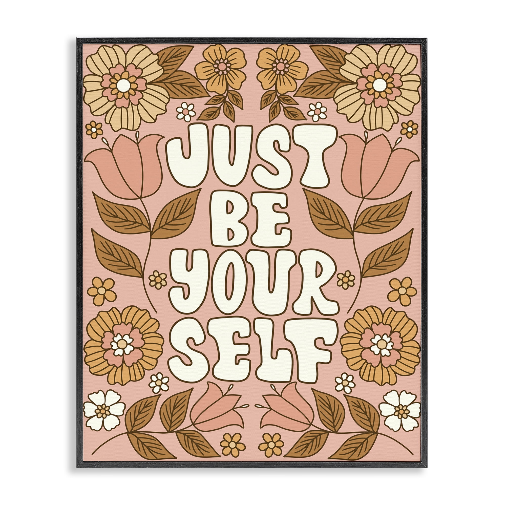 Stupell Industries Groovy Be Yourself Plants & Flowers Painting Black Framed Art Print Wall Art, 11 x 14