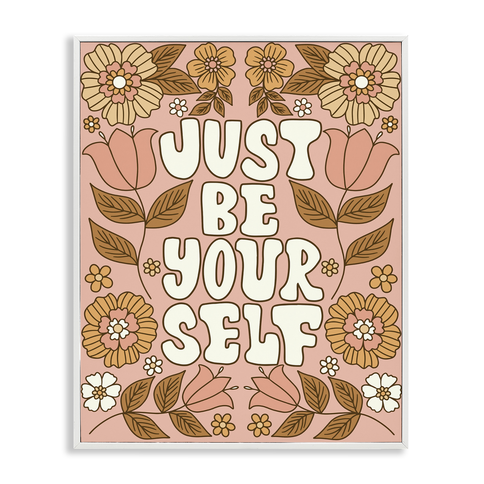 Stupell Industries Groovy Be Yourself Plants & Flowers Painting White Framed Art Print Wall Art, 16 x 20