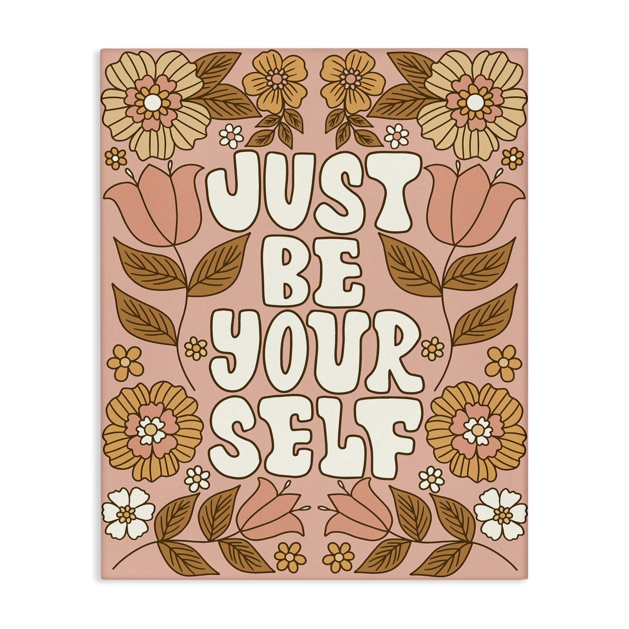 Stupell Industries Groovy Be Yourself Plants & Flowers Painting Wrapped Canvas Art Print Wall Art, 16 x 20