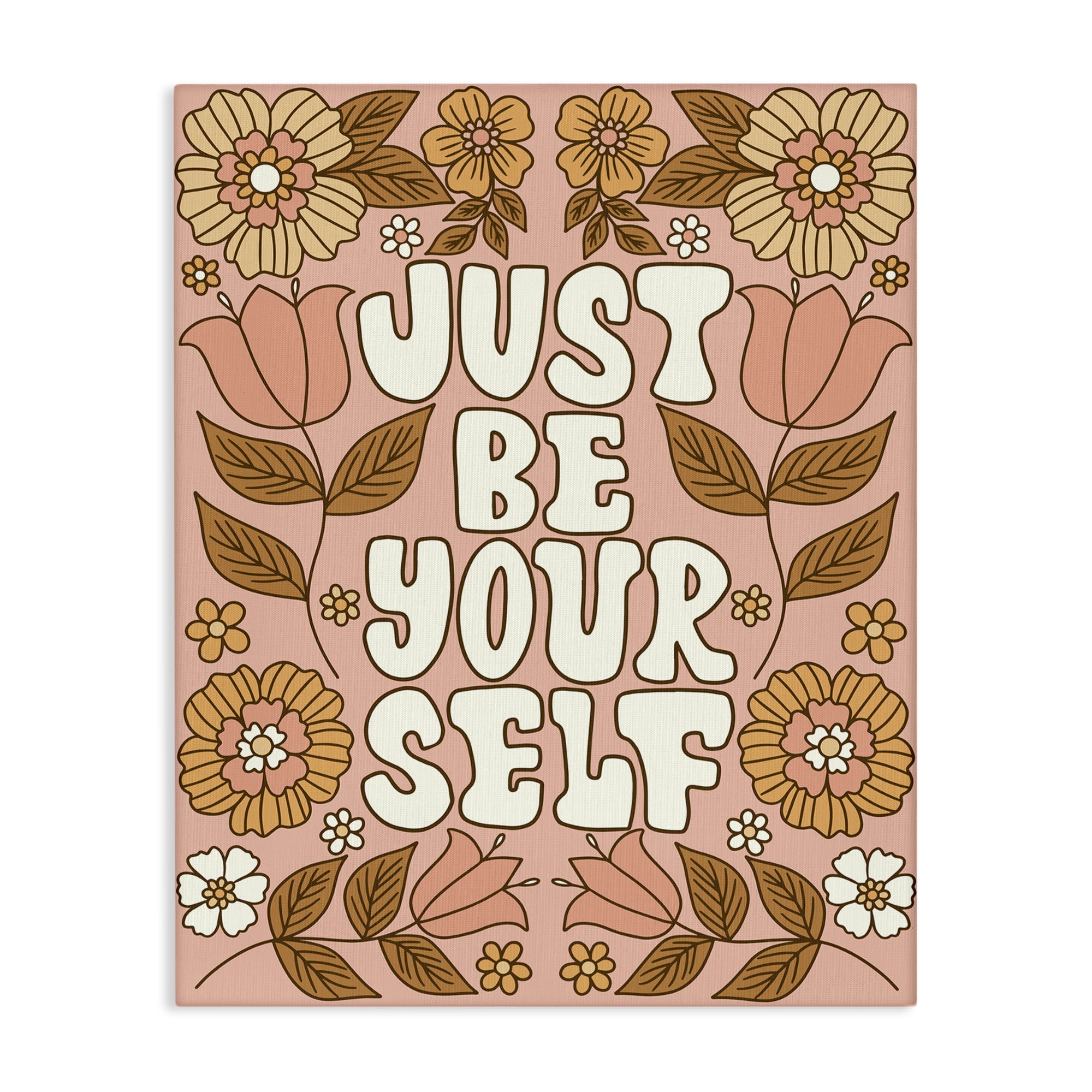 Stupell Industries Groovy Be Yourself Plants & Flowers Painting Wrapped Canvas Art Print Wall Art, 36 x 48