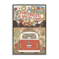 Stupell Industries Groovy Best Yet To Come Plants & Flowers Painting Black Framed Art Print Wall Art, 12 x 18